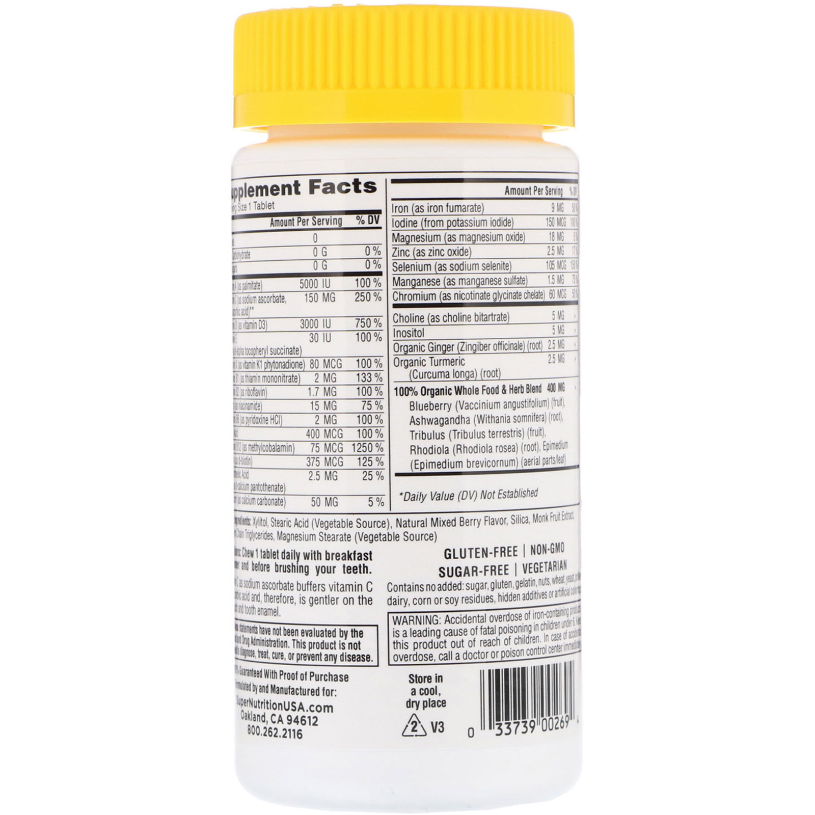 Comprar Super Nutrition, SimplyOne, Men, Triple Power Multivitamin, Wild-Berry Flavor, 30 Chewable Tablets - Imagem 2