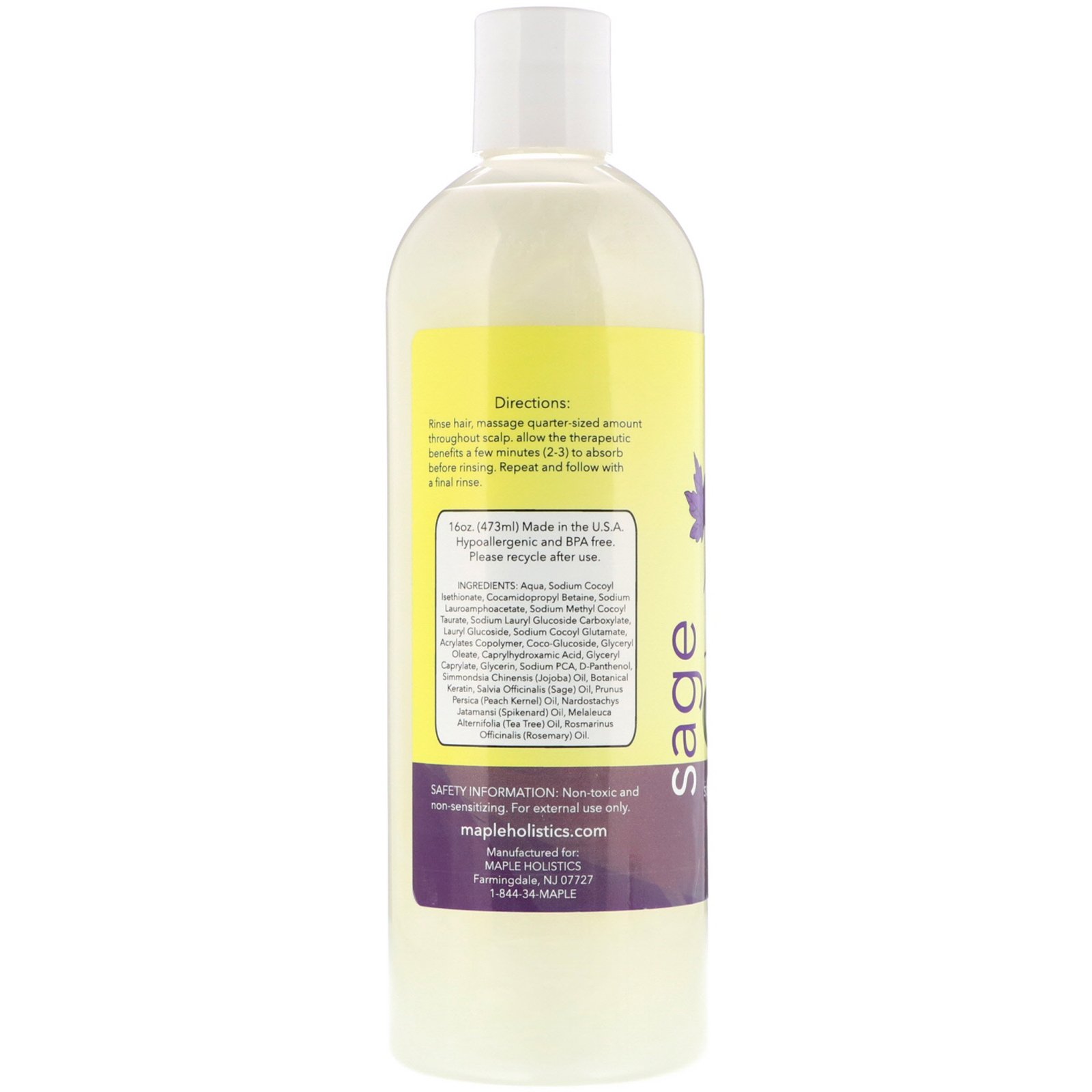 Comprar Maple Holistics, Sage, Special Formula Shampoo, 16 oz (473 ml) - Imagem 2