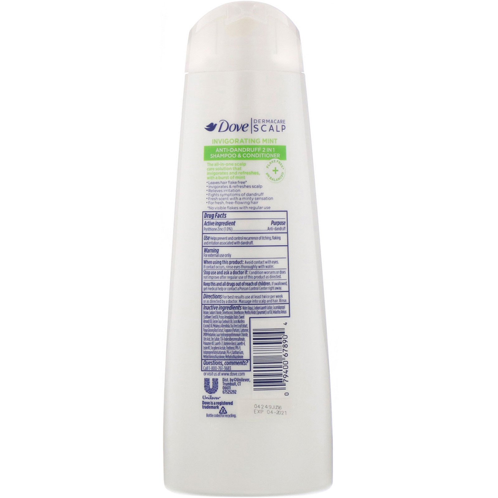 Comprar Dove, Dermacare Scalp, Shampoo e Condicionador Anticaspa 2 em 1, Menta Revigorante, 355 ml (12 fl oz) - Imagem 2
