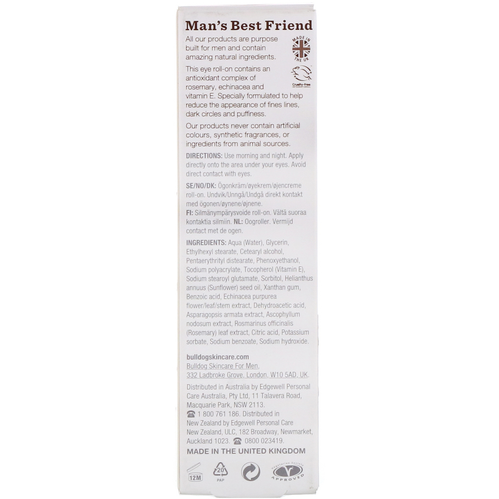 Comprar Bulldog Skincare For Men, Roll-on Antienvelhecimento para os Olhos, 0,5 fl oz (15 ml) - Imagem 3