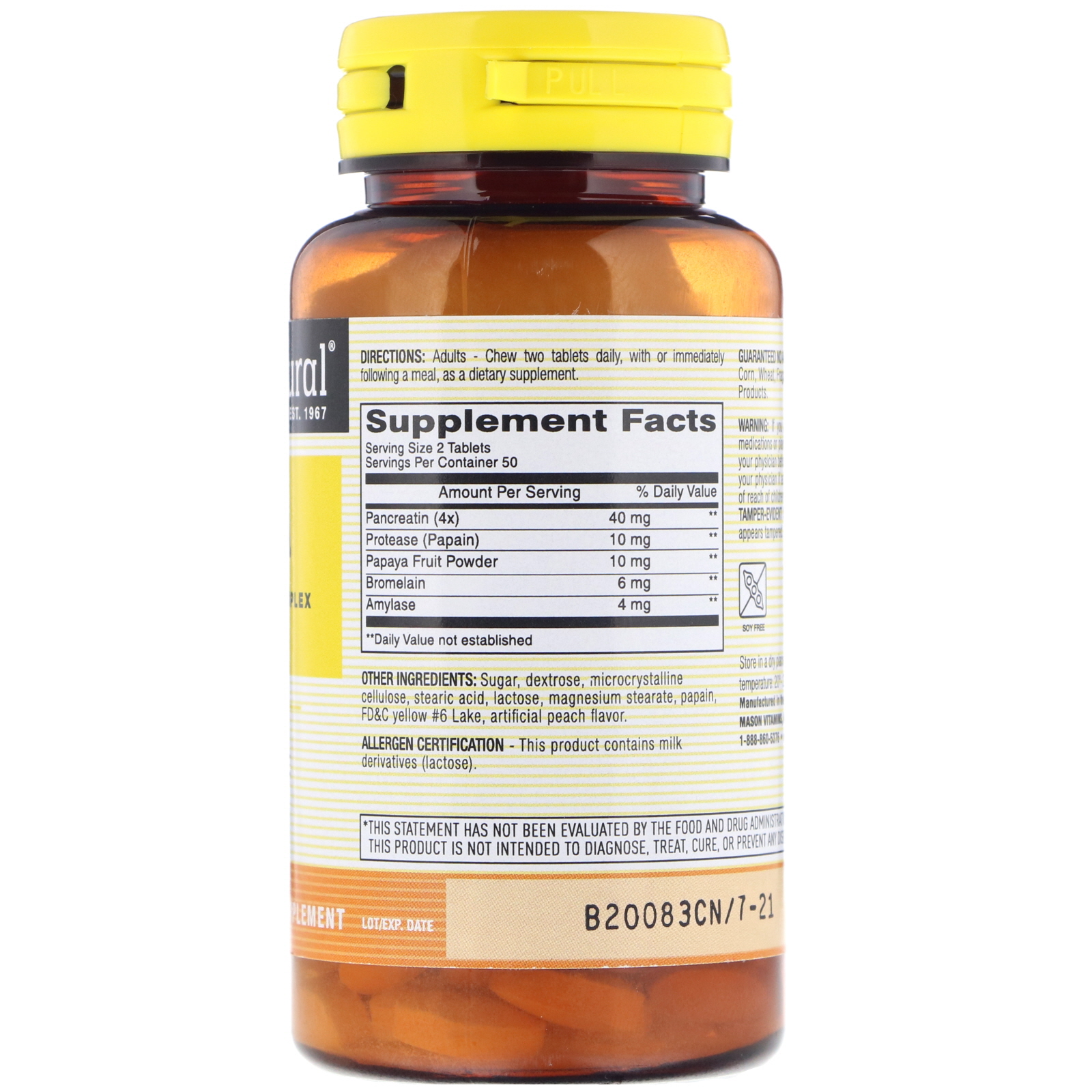 Comprar Mason Natural, Mamão Papaia, Complexo de Enzimas Digestivas, 100 Comprimidos Mastigáveis - Imagem 2