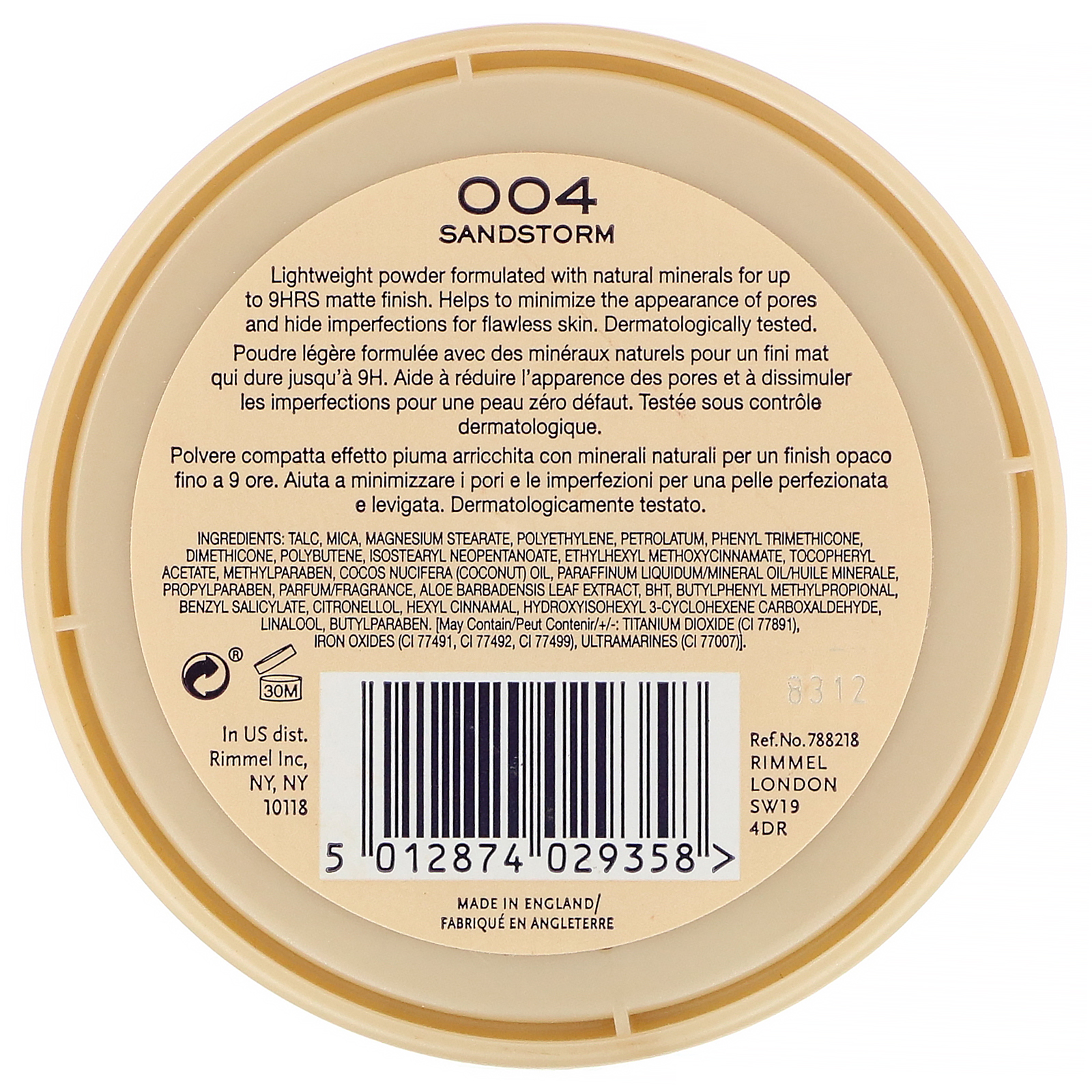 Comprar Rimmel London, Pó compacto Stay Matte, leve e fosco, 004 Sandstorm, 14 g - Imagem 2