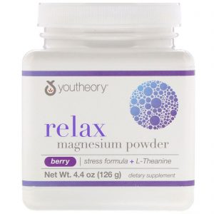 Comprar Youtheory, Relax, Magnesium Powder, Stress Formula + L-Theanine, Berry, 4.4 oz (126 g)