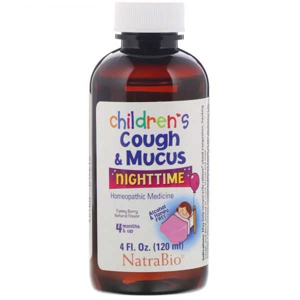 Comprar NatraBio, Children's Cough & Mucus, NightTime, Alcohol Free, Yummy Berry Natural Flavor, 4 Months and Up, 4 fl oz (120 ml) - Imagem 4