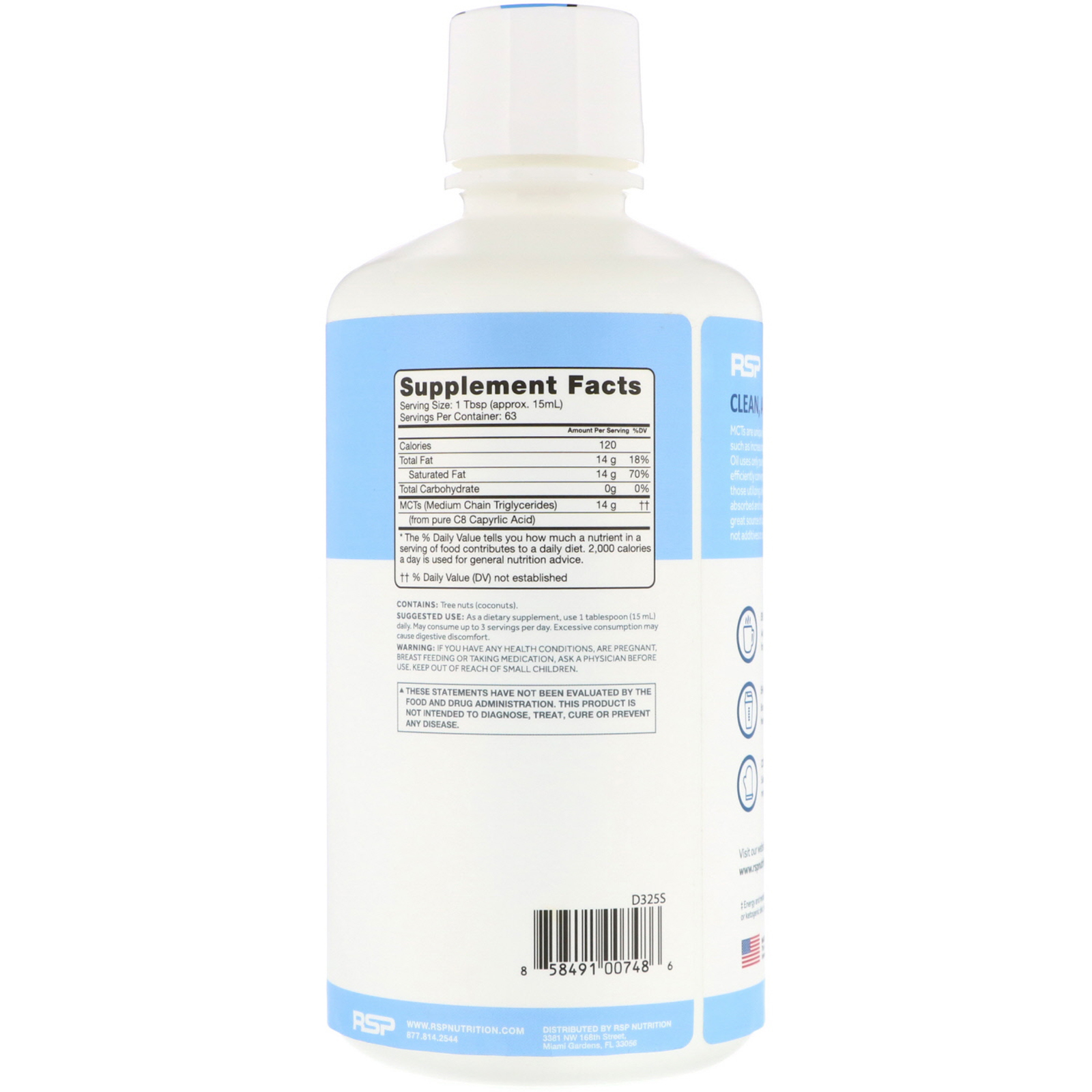 Comprar RSP Nutrition, Óleo TCM, Ácido Caprílico C8, Energia e Metabolismo, Sem Sabor, 945 ml (32 oz) - Imagem 2