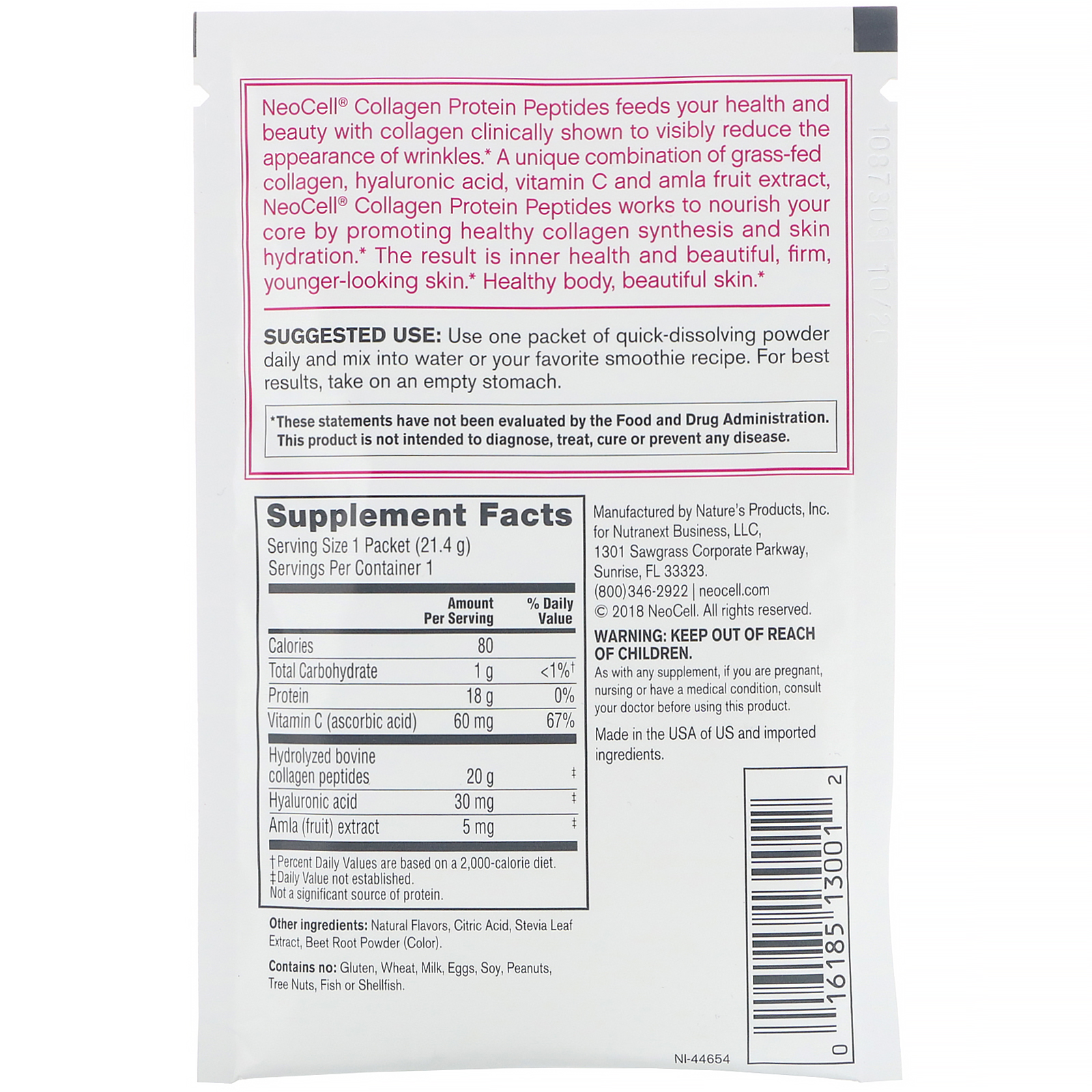 Comprar Neocell, Peptídeos de Proteína de Colágeno, Romã e Açaí, 21 g (0,75 oz) - Imagem 2