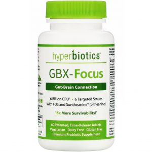 Comprar Hyperbiotics, GBX-Focus, Conexão entre o Intestino e o Cérebro, 6 Bilhões de CFUs, 60 Comprimidos Patenteados de Liberação Gradual