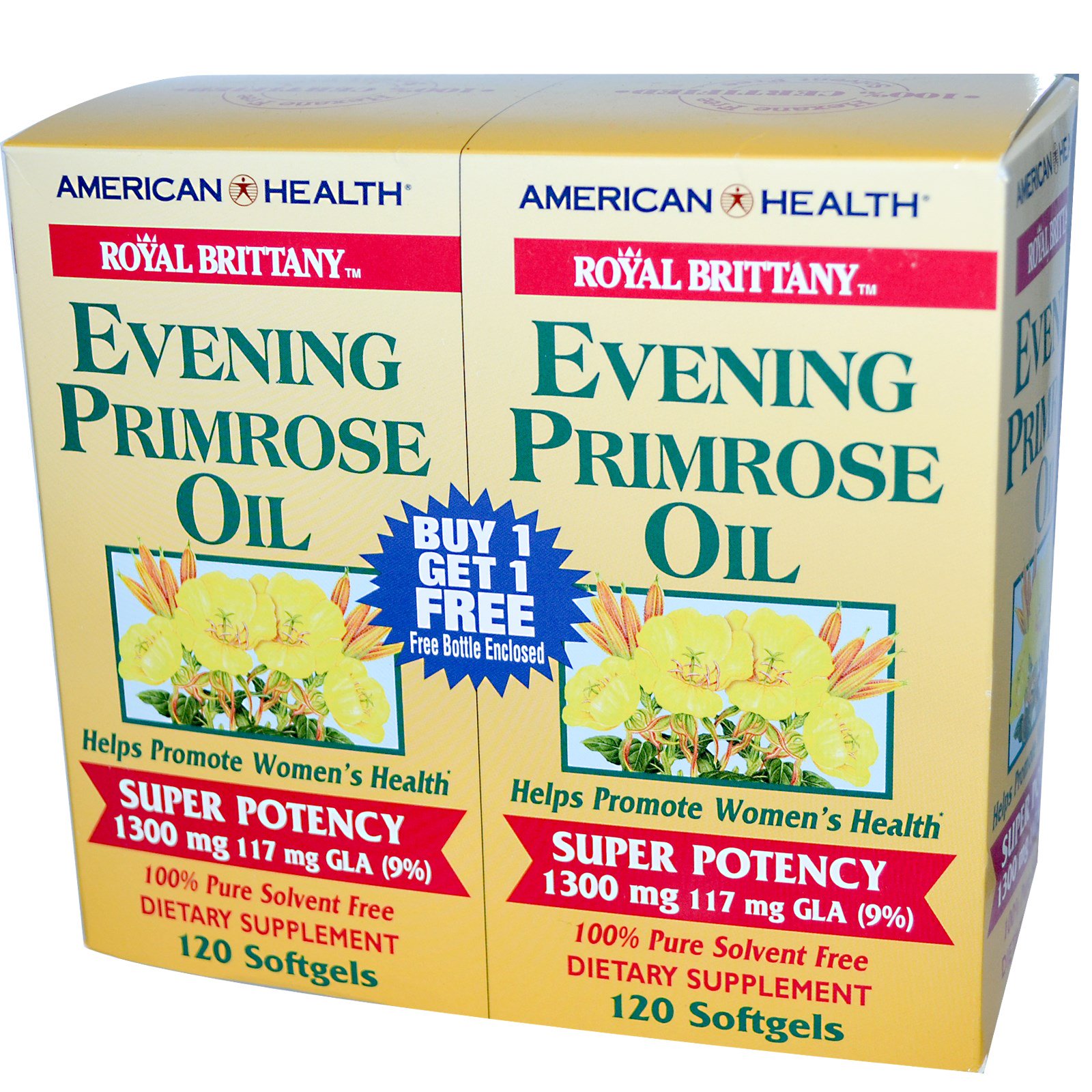 Comprar American Health, Royal Brittany, Óleo de Prímula, 1300 mg, 2 Frascos, 120 Softgels Cada