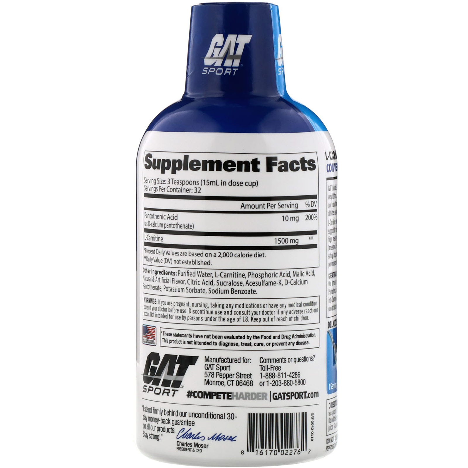 Comprar GAT, L-Carnitine, Amino Acid, Mixed Berry, 1,500 mg, 16 oz (473 ml) - Imagem 2