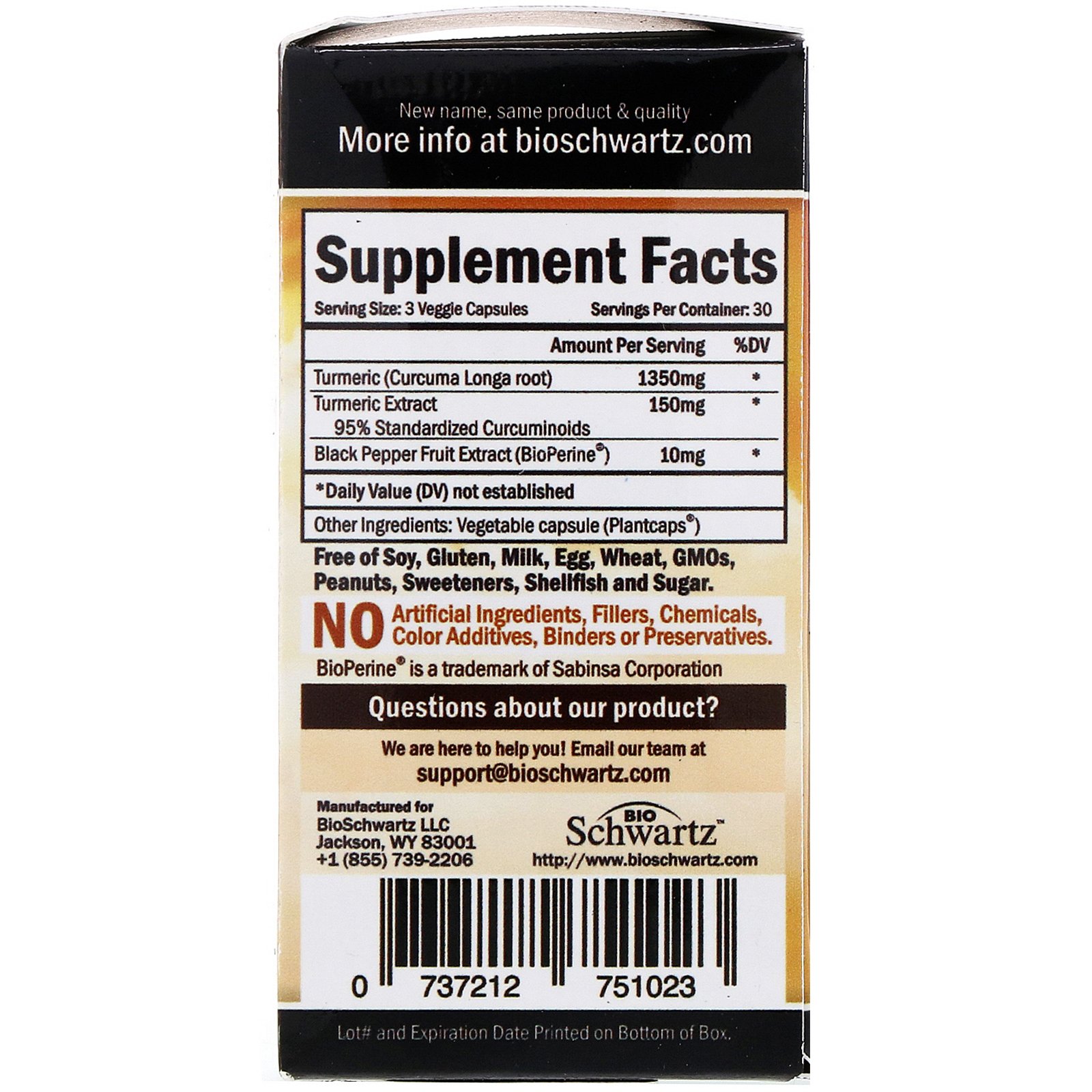 Comprar BioSchwartz, Curcumina de Cúrcuma Premium Ultra Pura com Bioperina, 1.500 mg, 90 Cápsulas Vegetais - Imagem 2
