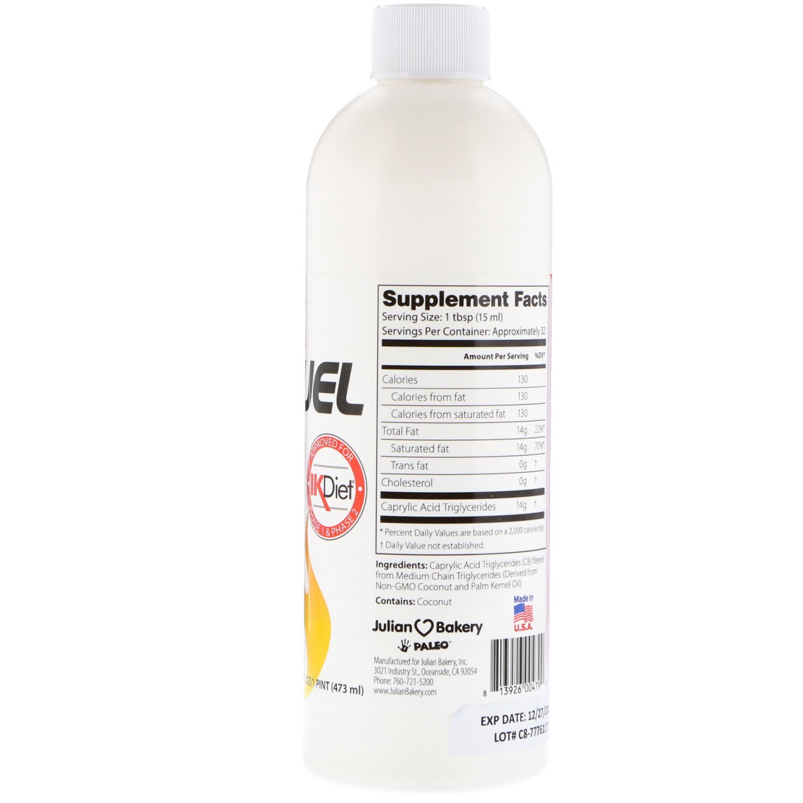 Comprar Julian Bakery, Combustível KetoThin C8, 16 fl oz (473 ml) - Imagem 2