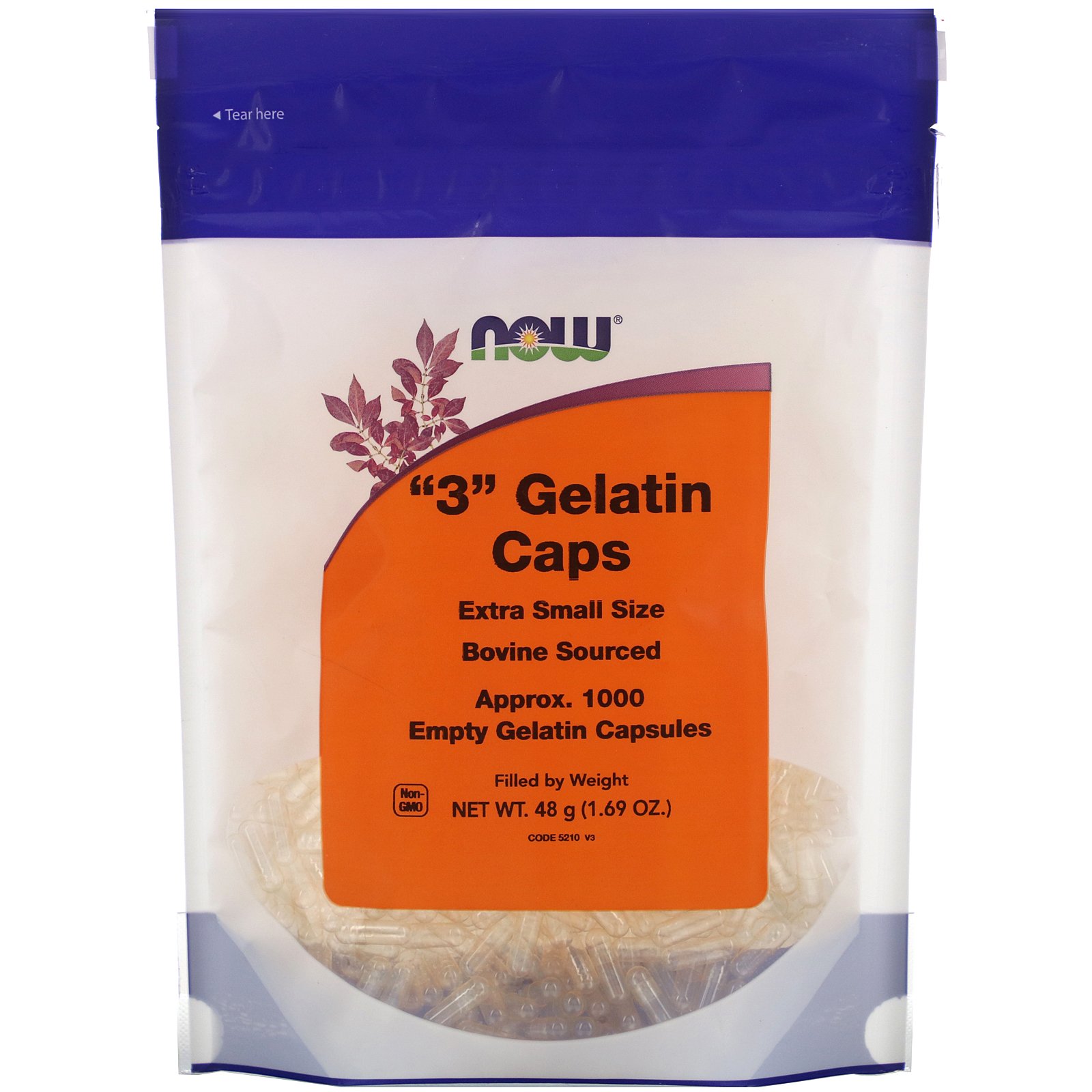 Comprar Now Foods, "3" cápsulas de gelatina, tamanho extrapequeno, 1000 cápsulas de gelatina vazias
