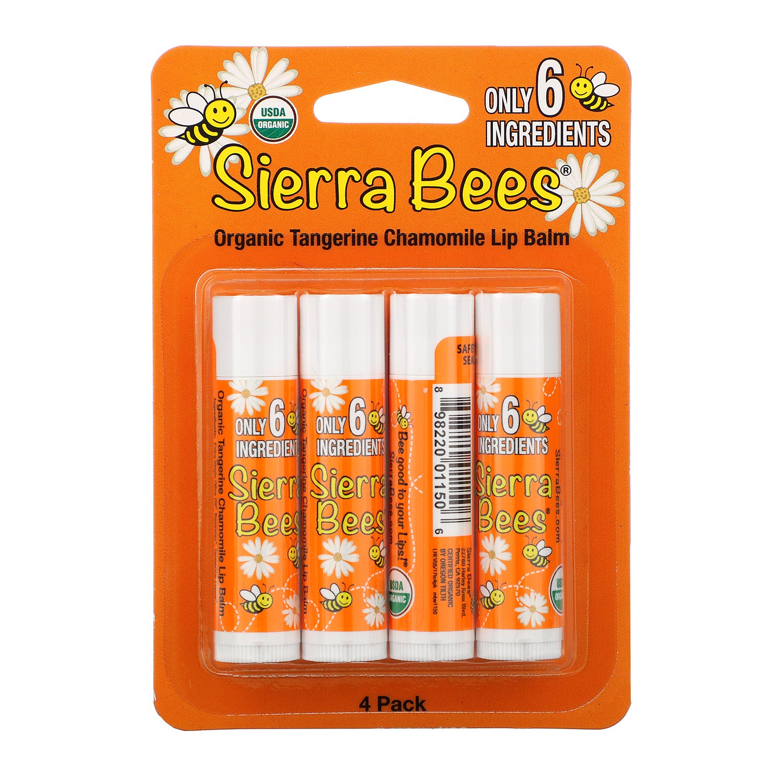 Comprar Sierra Bees, Bálsamos Orgânicos para os Lábios, Tangerina e Camomila, Embalagem com 4, 0,15 oz (4,25 g) Cada - Imagem 2