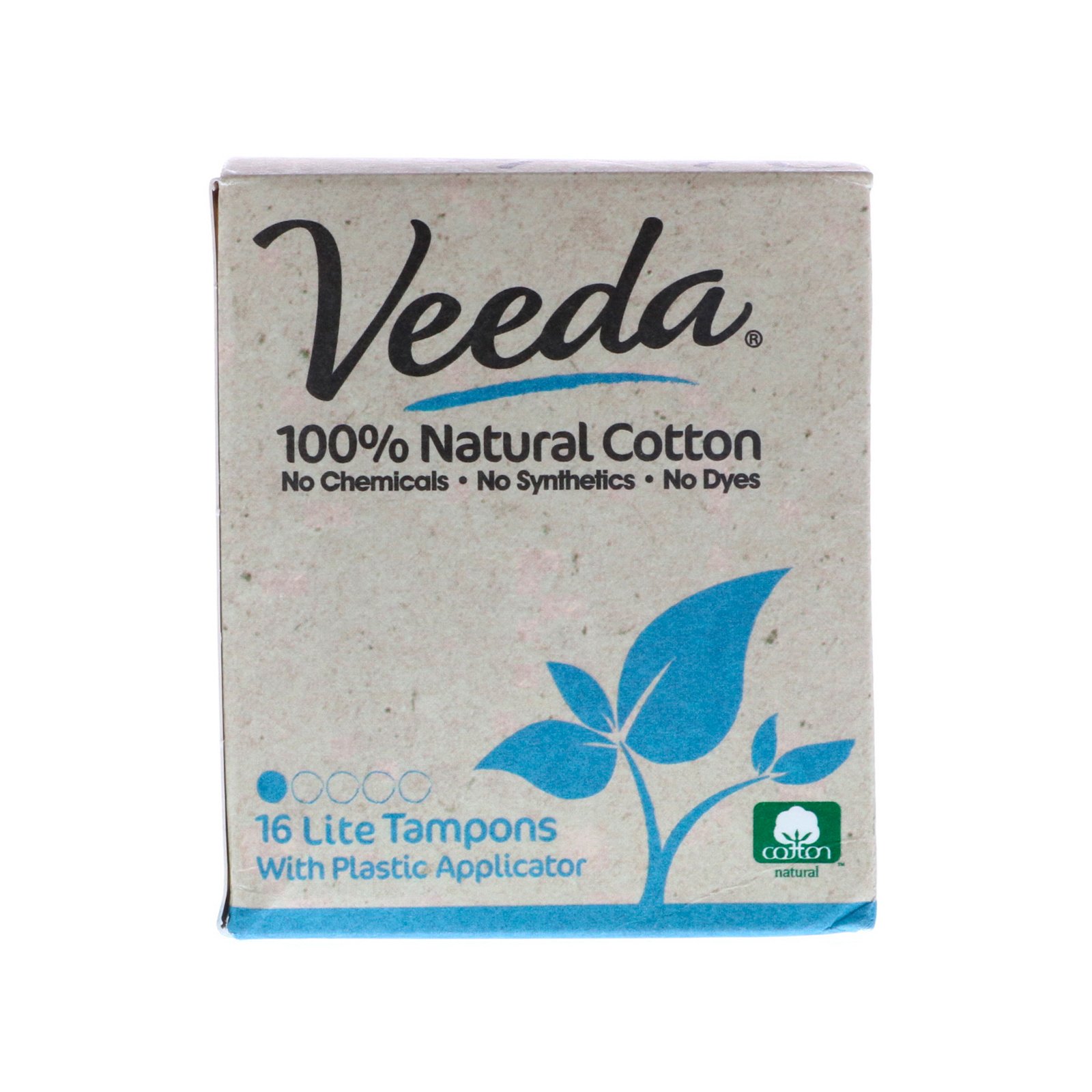 Comprar Veeda, 100% Natural Cotton Tampon with Plastic Applicator, Lite, 16 Tampons