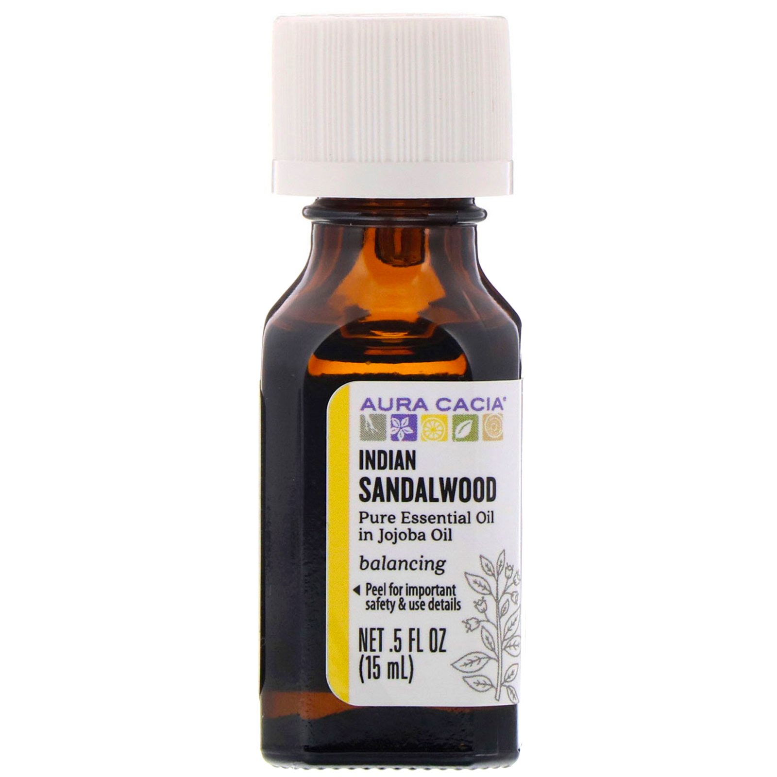Comprar Aura Cacia, Óleo Essencial Puro em Óleo de Jojoba, Sândalo Indiano, 0,5 fl oz (15 ml)