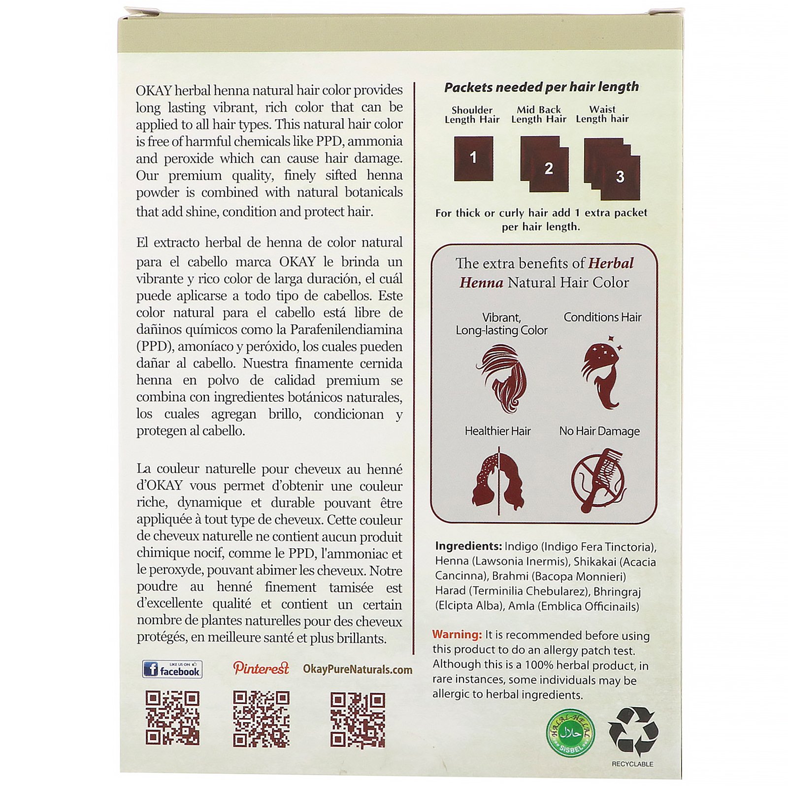 Comprar Okay Pure Naturals, Tintura Natural Vegetal para Cabelo com Henna, Vinho, 56,7 g (2 oz) - Imagem 2