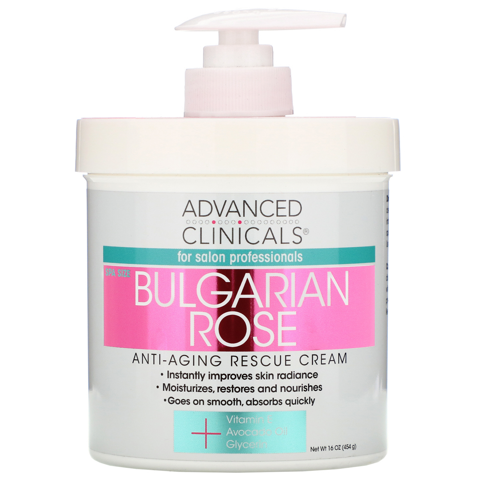 Comprar Advanced Clinicals, Anti-Aging Rescue Cream, Bulgarian Rose, 16 oz (454 g)