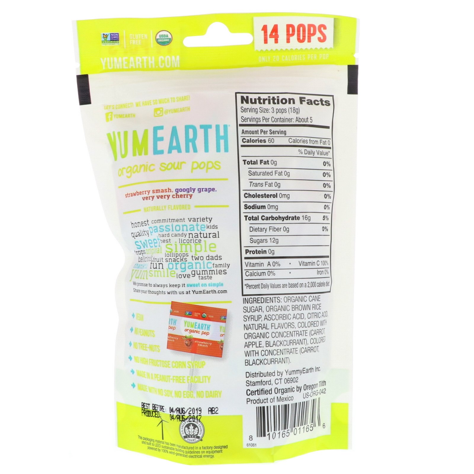 Comprar YumEarth, Orgânicos, Pirulitos Azedos, Sabores Variados, 14 Pirulitos, 3 oz (85 g) - Imagem 2