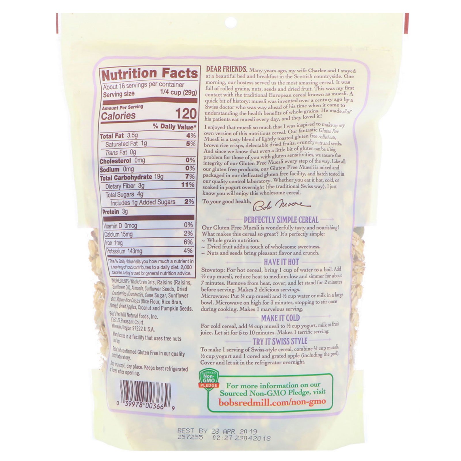 Comprar Bob's Red Mill, Muesli, Sem Glúten, 16 oz (453 g) - Imagem 2