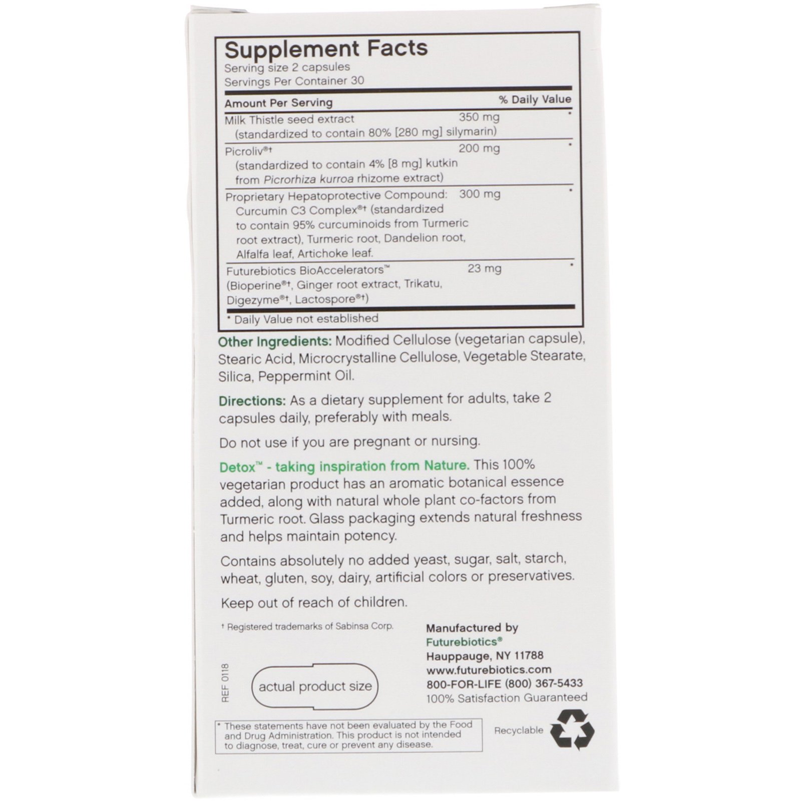 Comprar FutureBiotics, Detox, Apoio Diário ao Fígado , 60 Cápsulas Vegetais - Imagem 2