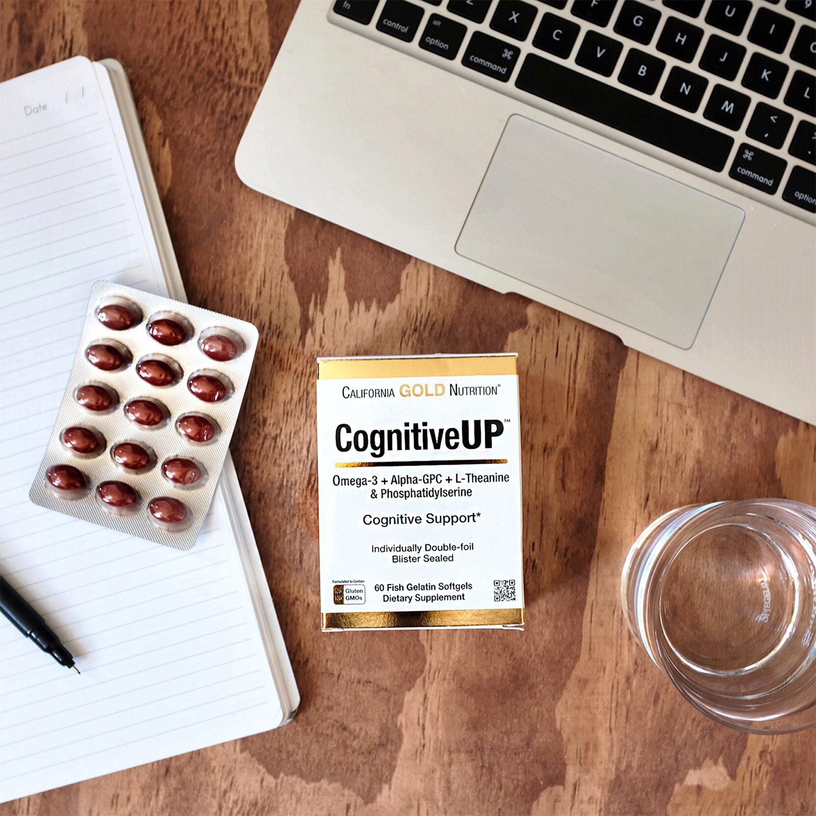 Comprar California Gold Nutrition, CognitiveUP, Ômega 3, Alpha-GPC, Teanina e PS, 60 Cápsulas de Gelatina de Peixe Softgel - Imagem 3