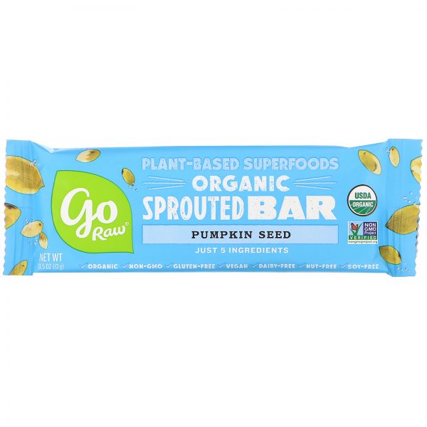 Comprar Go Raw, Organic Sprouted Bar, Pumpkin Seed, 10 Bars, 0.5 oz (13 g) Each - Imagem 4