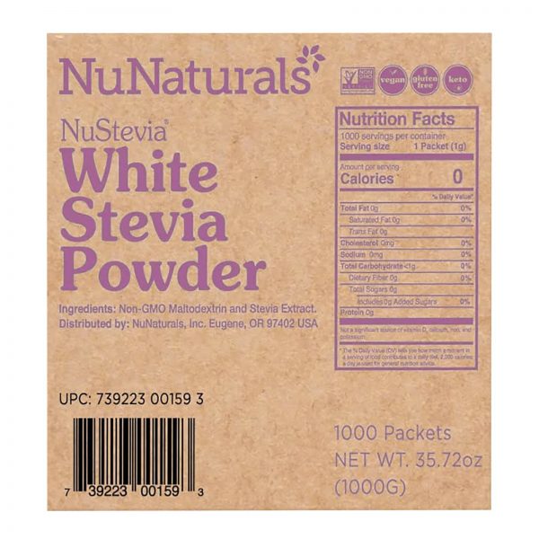 Comprar NuNaturals, NuStevia, Estévia Branca em Pó, 1000 Pacotes, 1000 g (2,23 lb) - Imagem 4