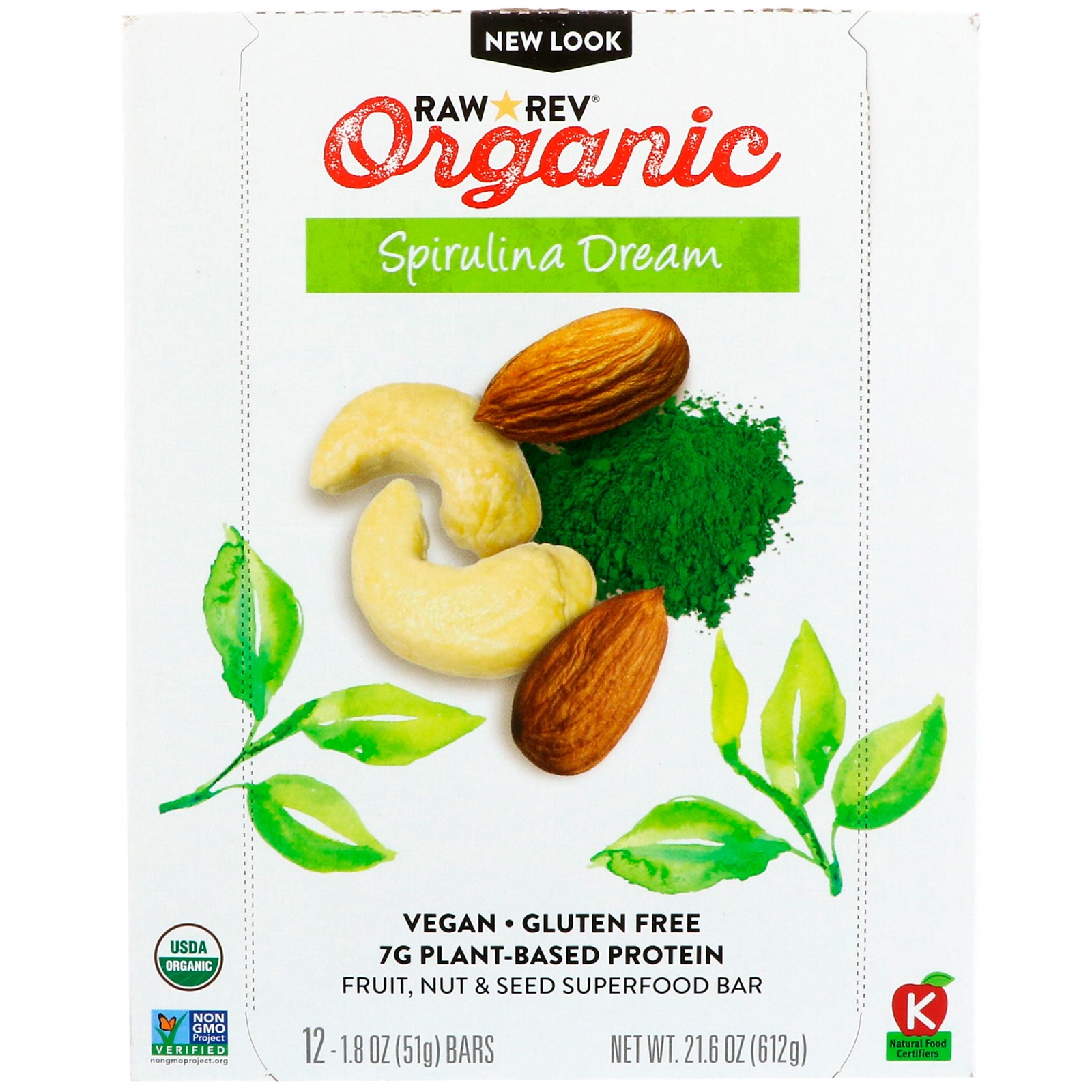 Comprar Raw Rev, Barra Orgânica de Alimentos Vivos, Sonho de Espirulina, 12 Barras, 1,8 onças (51 g) cada