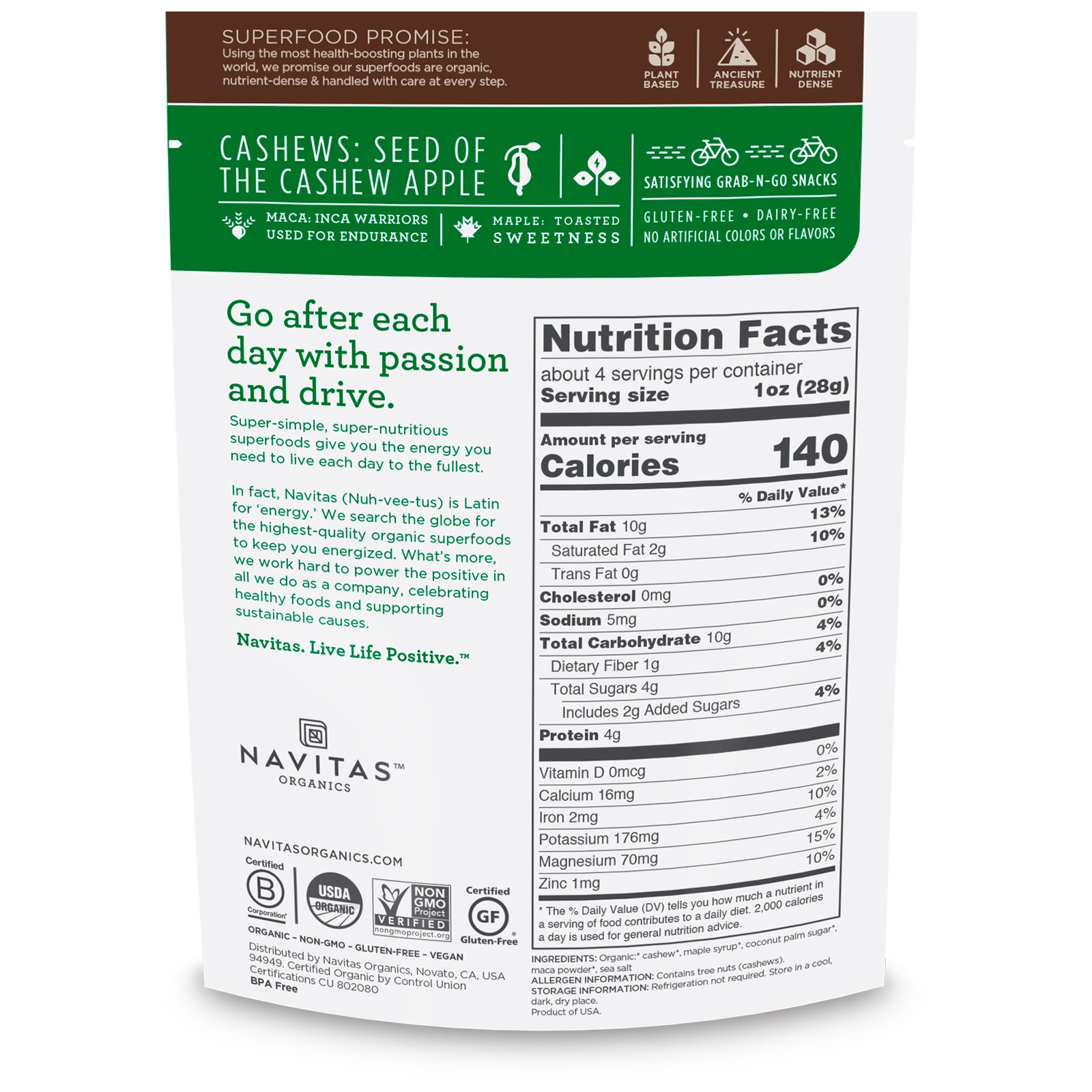 Comprar Navitas Organics, Castanhas de Caju Orgânicas, Maca e Bordo, 4 oz (113 g) - Imagem 2