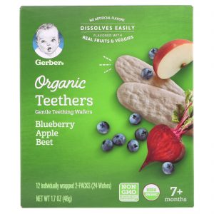 Comprar Gerber, Organic Teethers, Gentle Teething Wafers, 7+ Months, Blueberry Apple Beet, 1.7 oz (48 g)