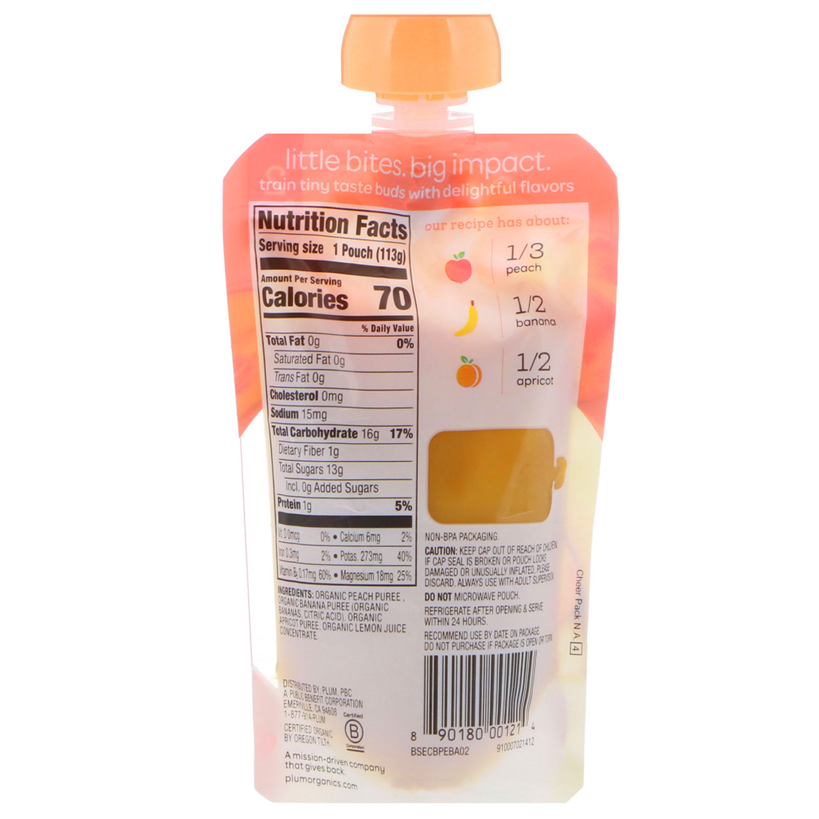 Comprar Plum Organics, Papinha de Bebê Orgânica, Estágio 2, Pera, Banana e Damasco, 4 oz (113 g) - Imagem 2