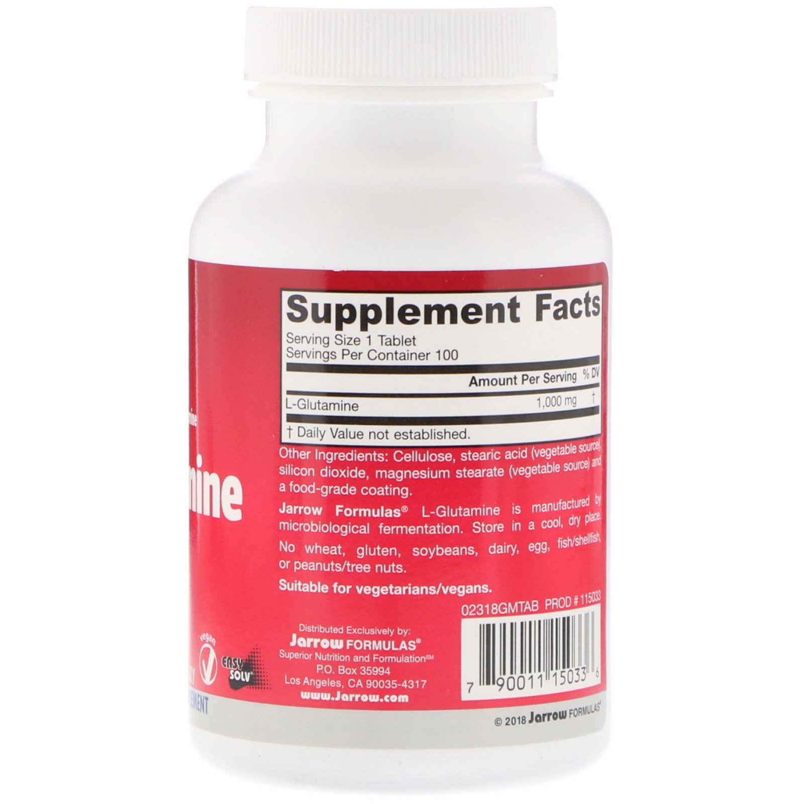 Comprar Jarrow Formulas, L-Glutamina, 1000 mg, 100 Comprimidos - Imagem 2