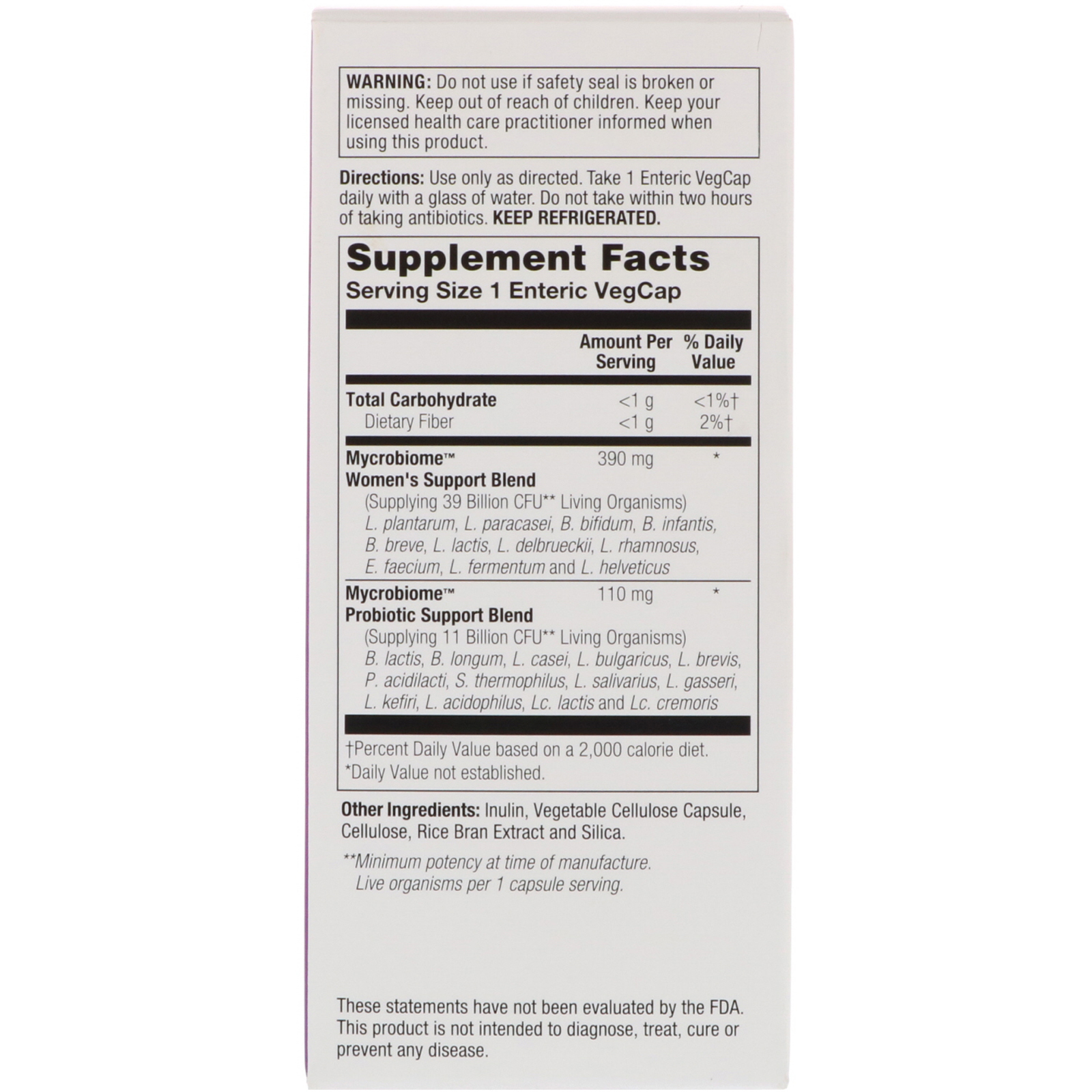 Comprar Solaray, Mycrobiome Probiotic, Women's Formula, 50 Billion, 30 Enteric VegCaps - Imagem 2