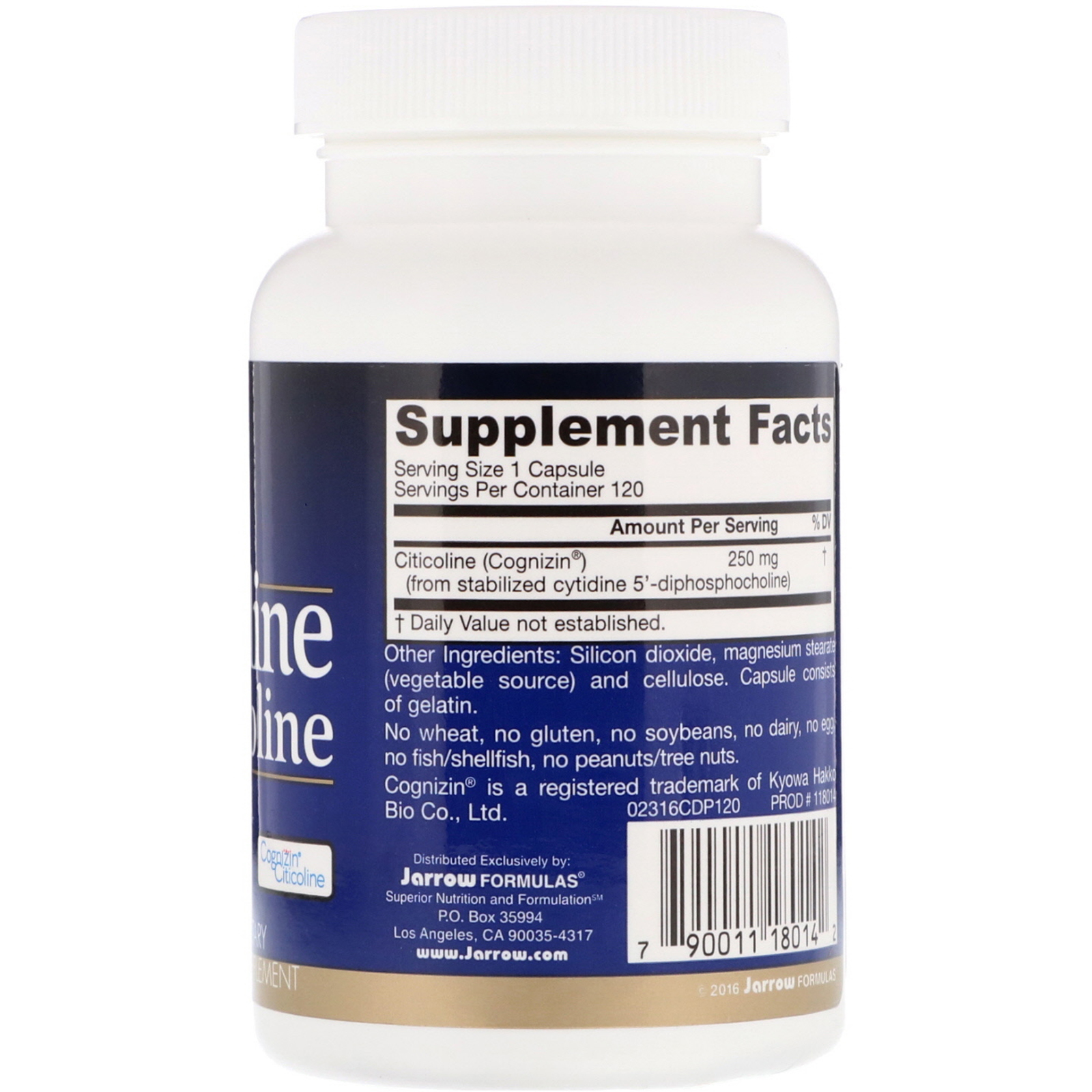 Comprar Jarrow Formulas, Citicolina, CDP Colina, 250 mg, 120 Cápsulas - Imagem 2