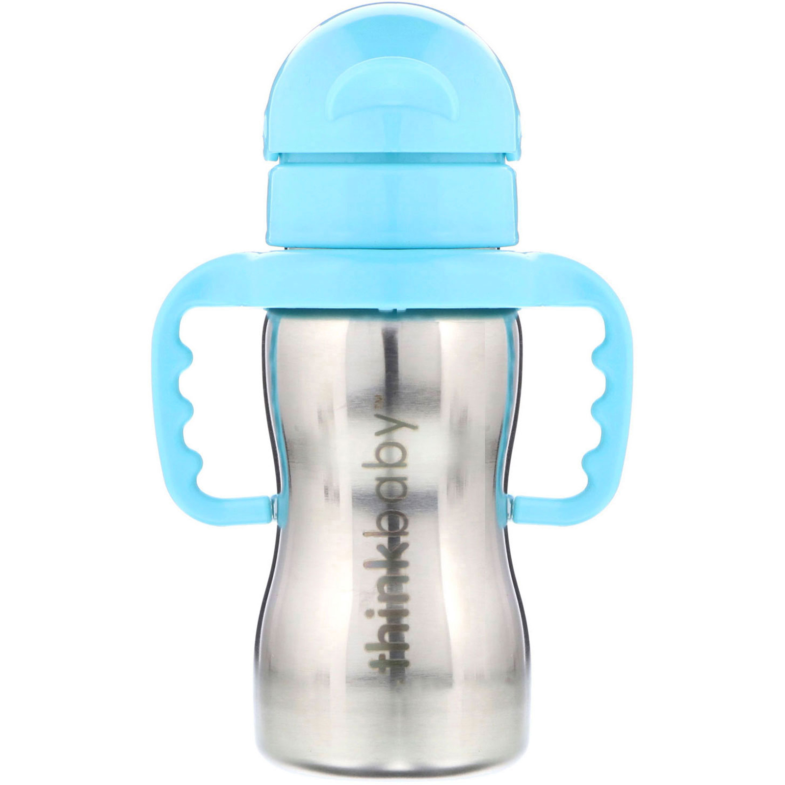 Comprar Think, Thinkbaby, Copo de Aço Thinkster, Azul, 1 Copo com Canudo, 9 oz (260 ml)