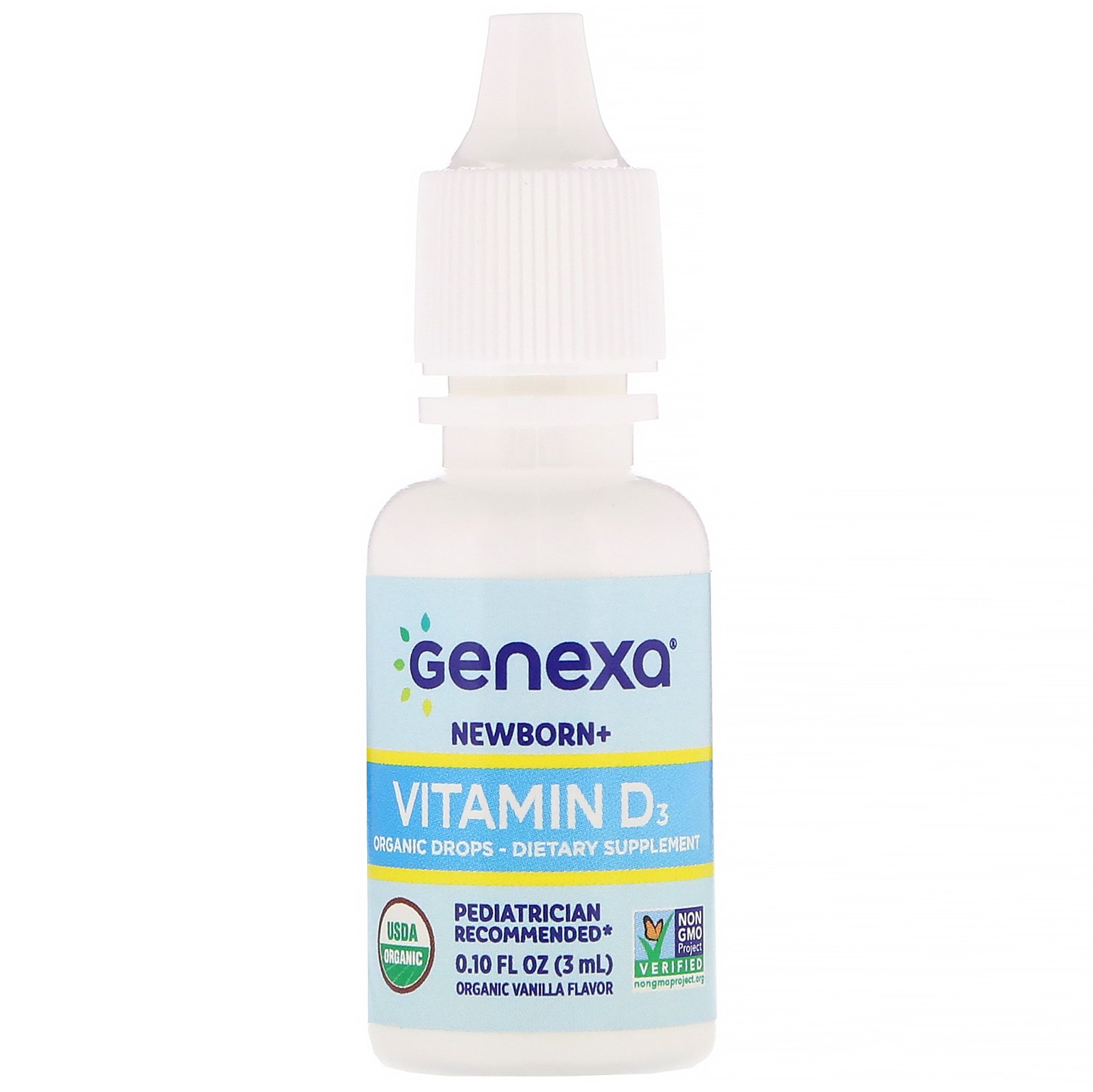 Comprar Genexa, Vitamina D3 para Bebês, Recém-Nascidos+, Sabor de Baunilha Orgânica, 400 UI, 3 ml (0,10 fl oz) - Imagem 3