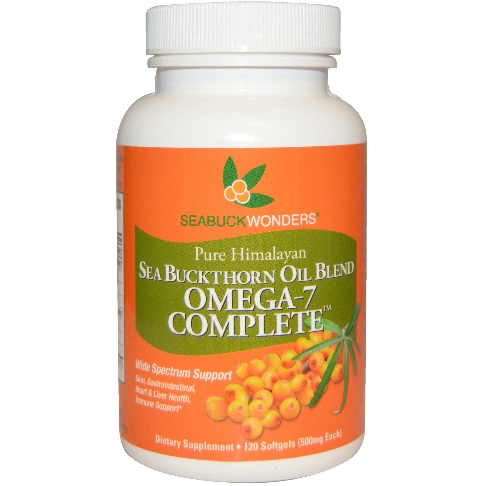 Comprar SeaBuckWonders, Blend de Óleo de Espinheiro Marítimo, Omega-7 Complete, 500 mg, 120 Cápsulas Softgel