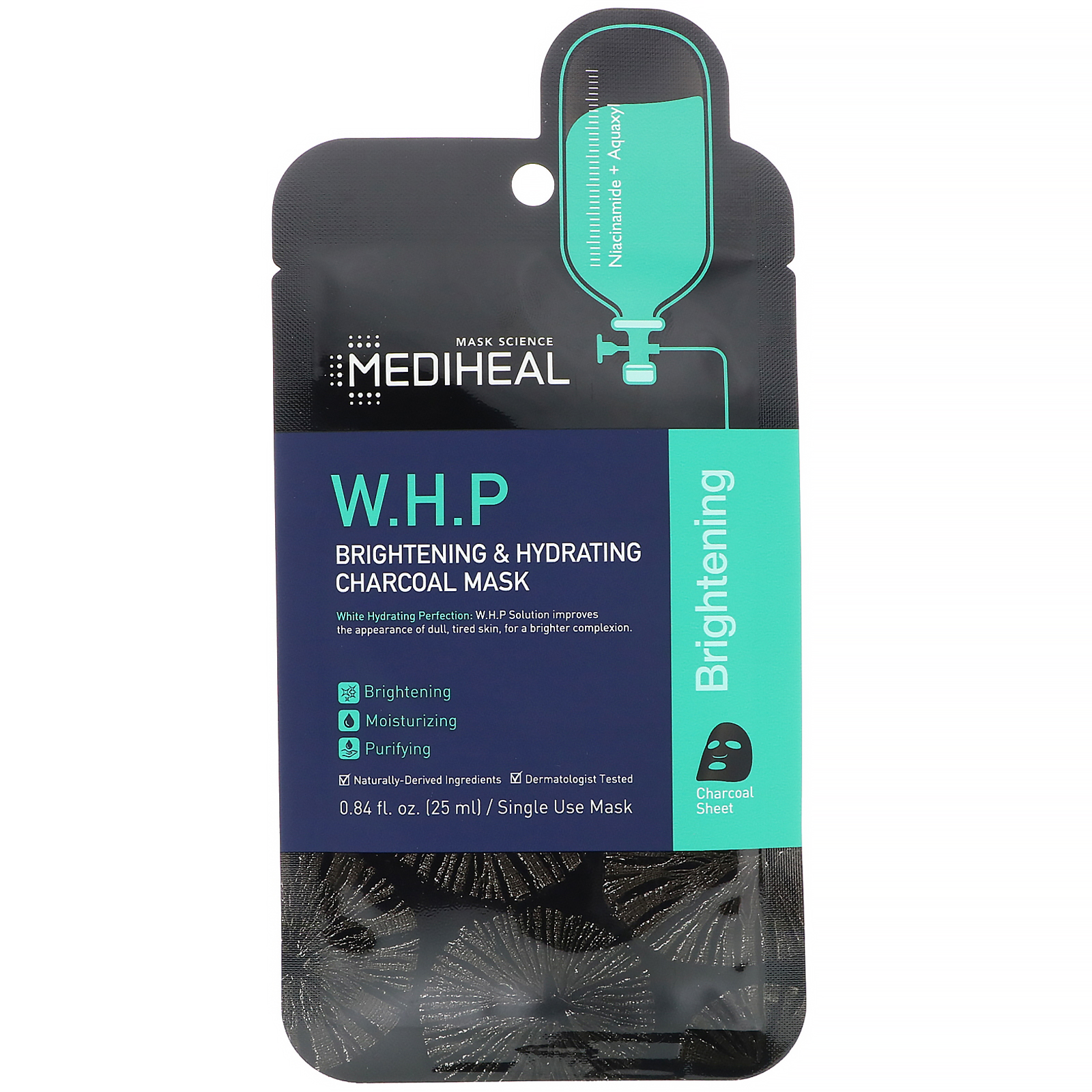Comprar Mediheal, W.H.P, Máscara de carvão iluminadora e hidratante, 5 máscaras, 25 ml cada
