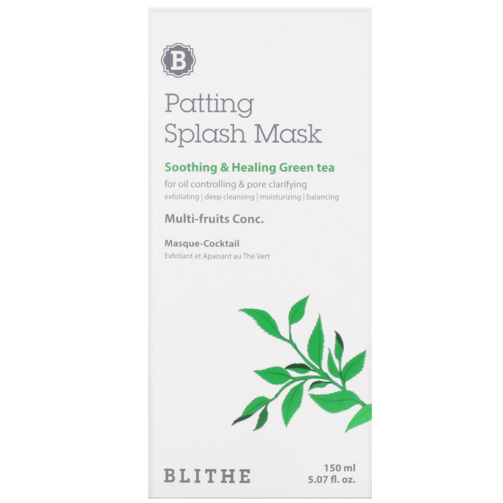 Comprar Blithe, Patting Splash Mask, Chá Verde Calmante e Curativo, 5,07 fl oz (150 ml) - Imagem 2