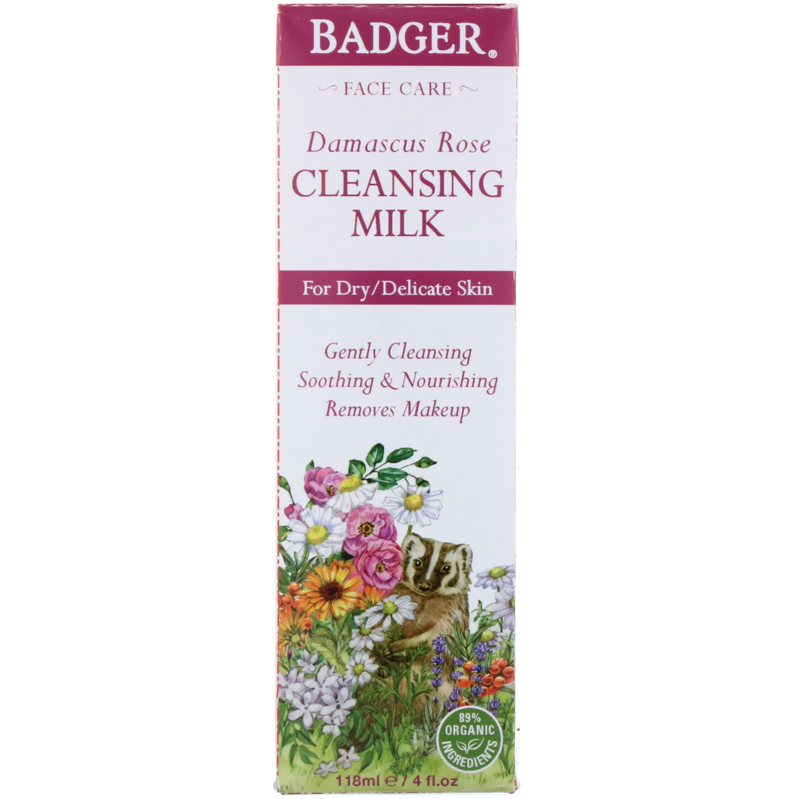 Comprar Badger Company, Rosa Damascena, Leite de Limpeza, 4 fl oz (118 ml)