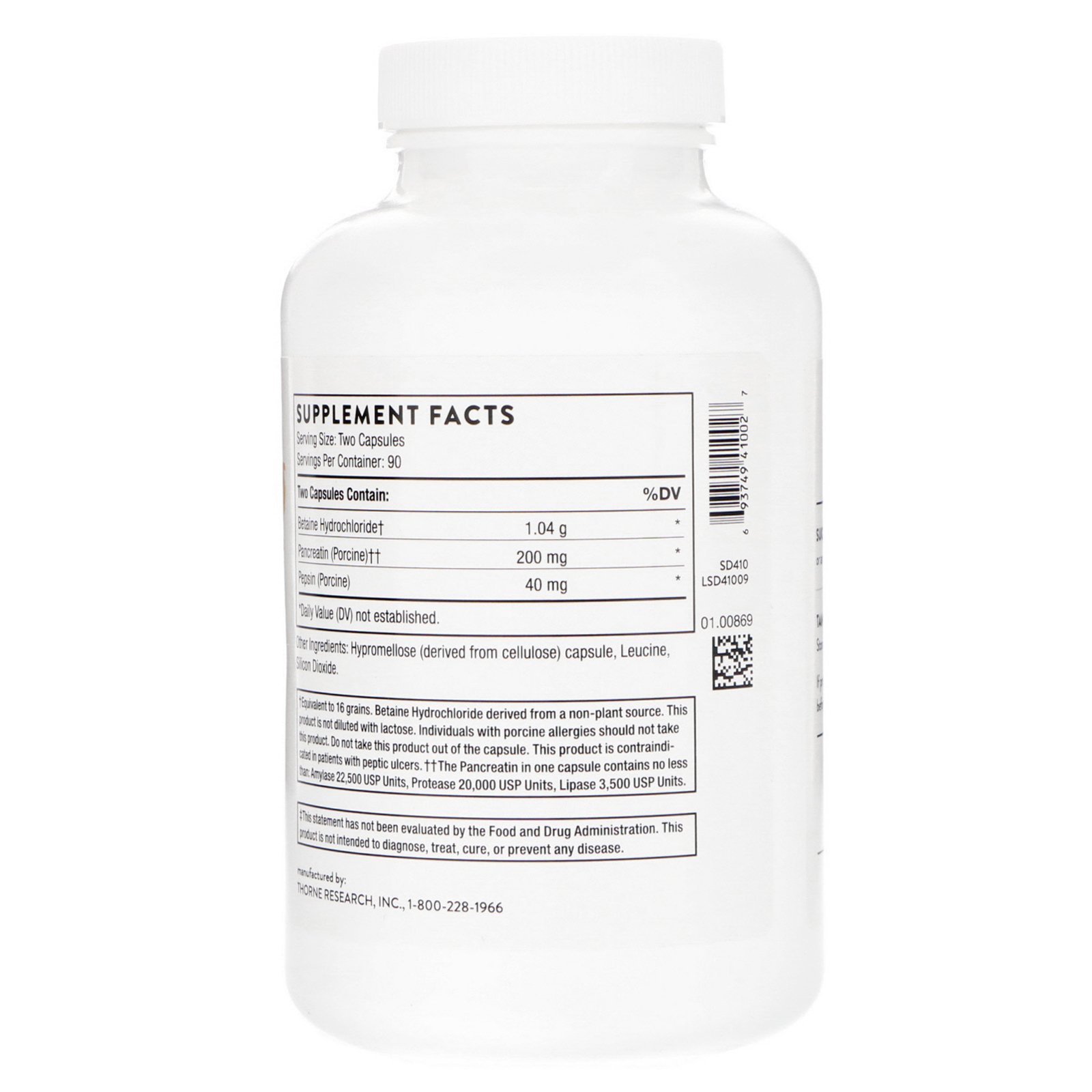 Comprar Thorne Research, B.P.P., (Betaine/Pepsin/Pancreatin), Digestive Enzymes, 180 Capsules - Imagem 2