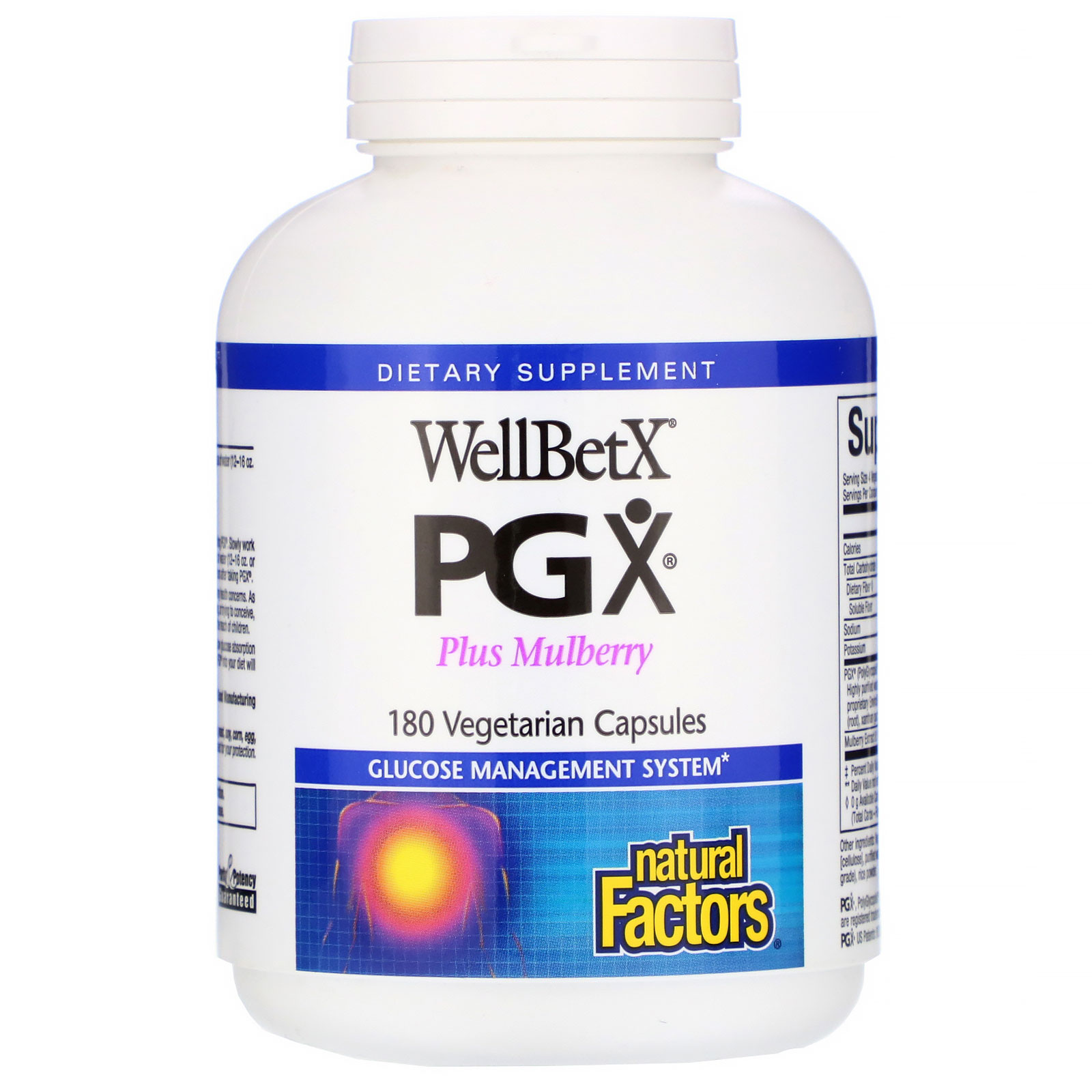 Comprar Natural Factors, WellBetX PGX, Plus Mulberry, 180 Vegetarian Capsules