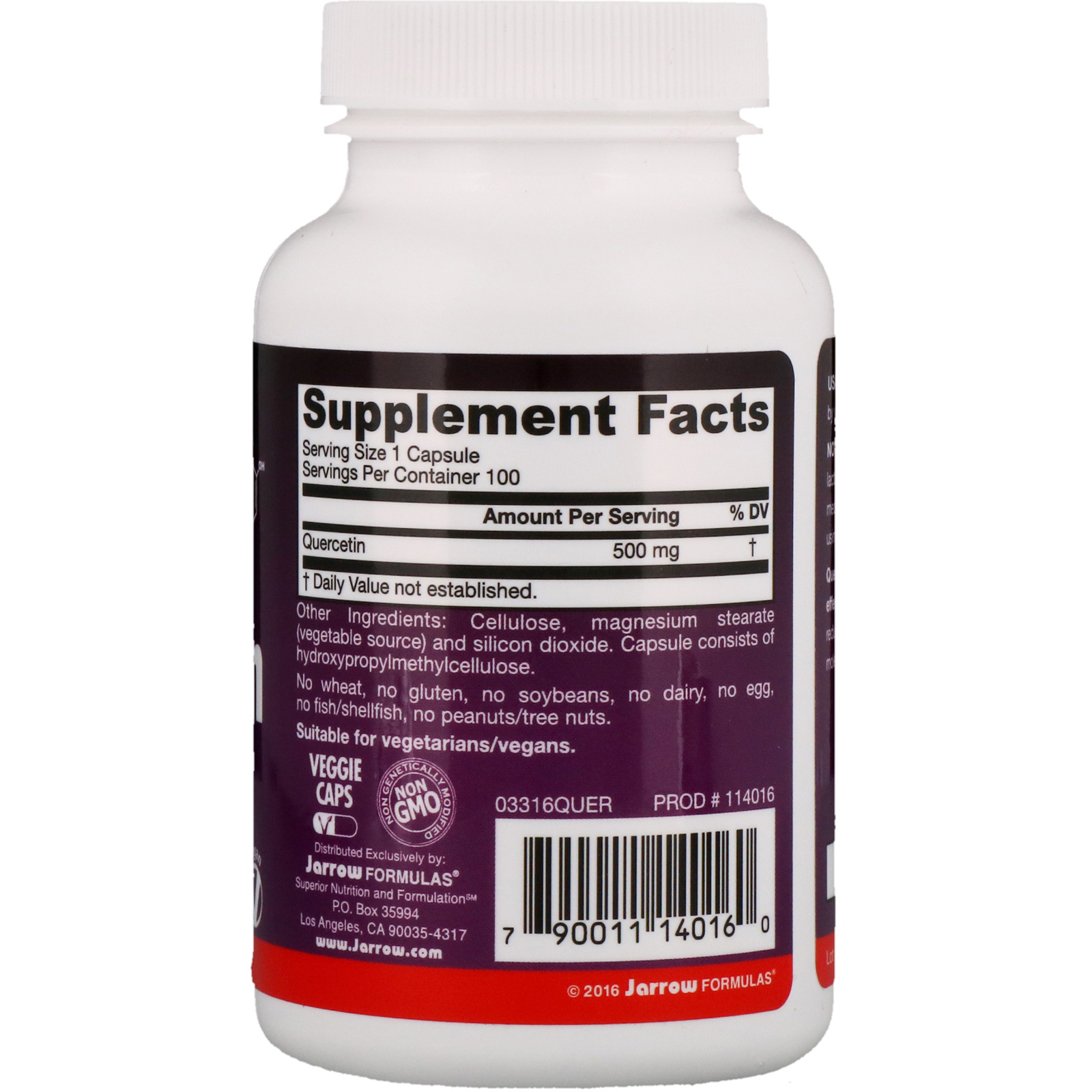 Comprar Jarrow Formulas, Quercetina, 500 mg, 100 Cápsulas - Imagem 2