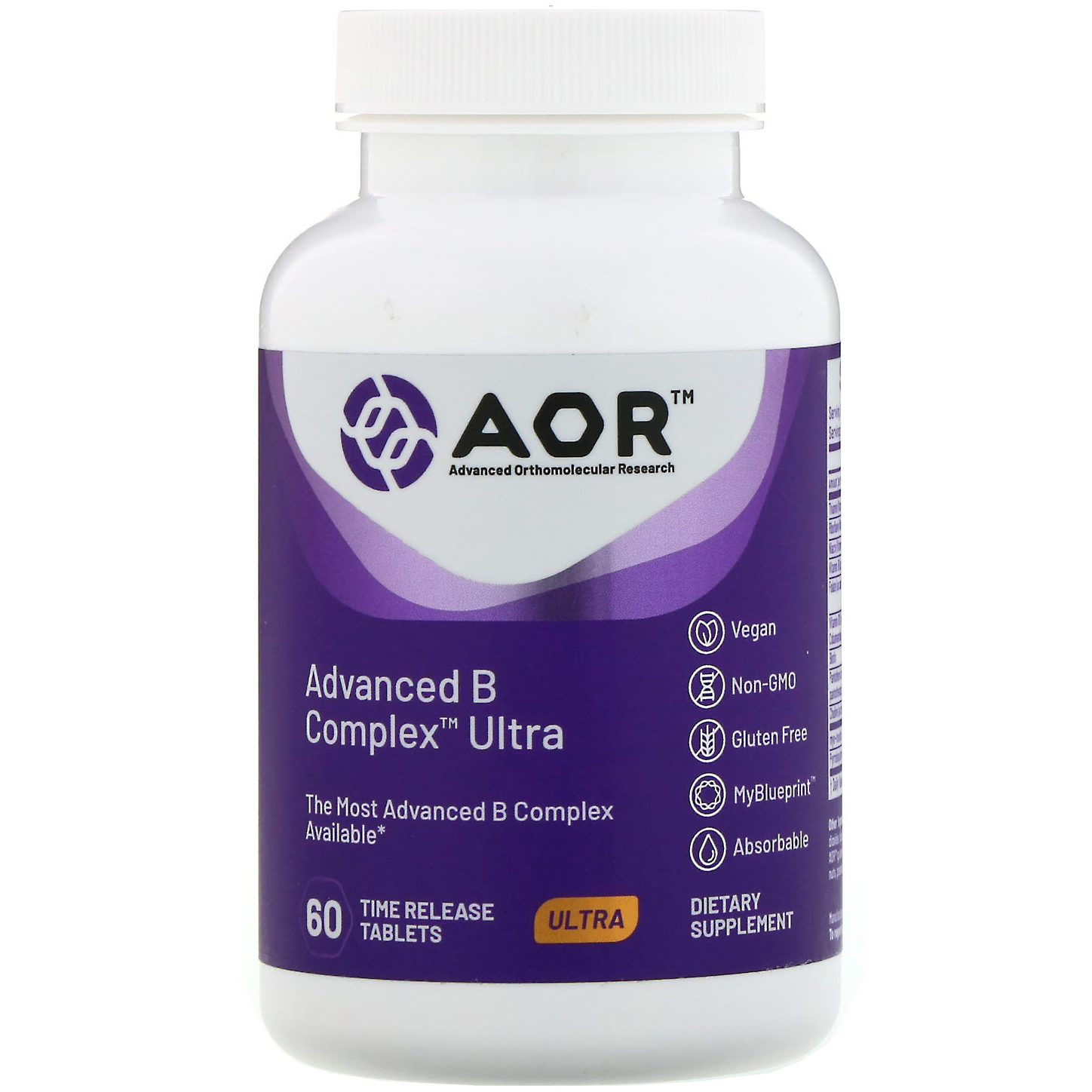 Comprar Advanced Orthomolecular Research AOR, Advanced B Complex Ultra, 60 Comprimidos de Liberação Programada