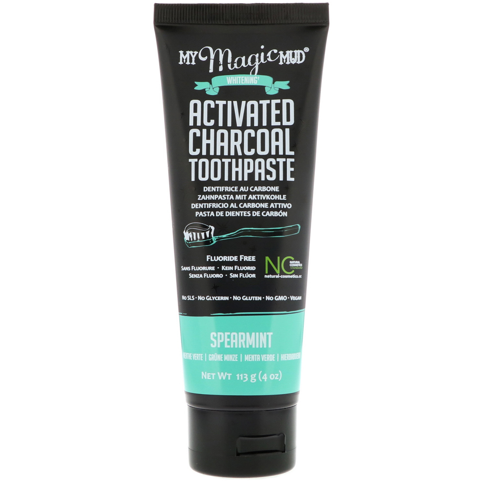 Comprar My Magic Mud, Activated Charcoal, Fluoride-Free, Whitening Toothpaste, Spearmint, 4 oz (113 g)