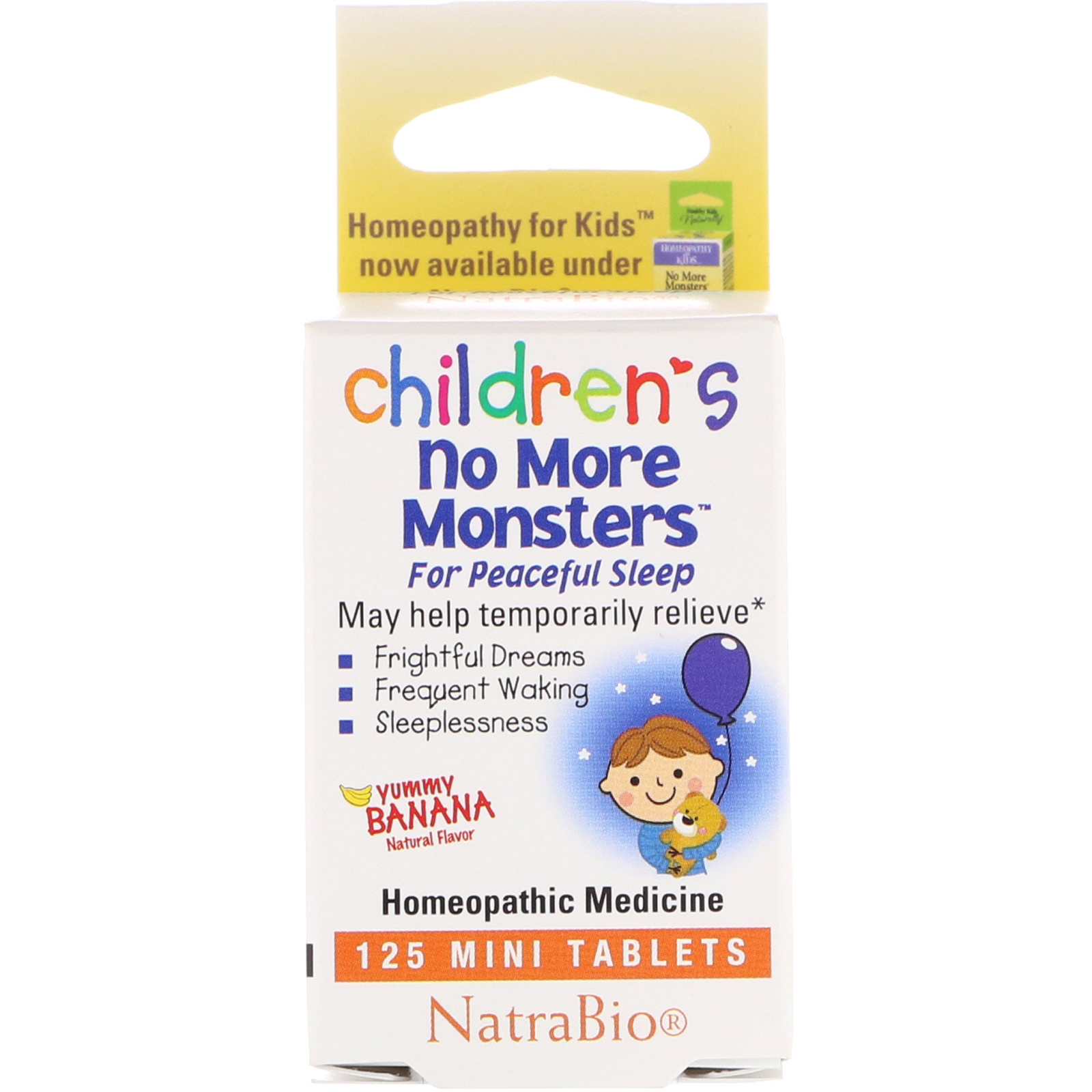 Comprar NatraBio, Children's No More Monsters, Yummy Banana Natural Flavor, 125 Mini Tablets