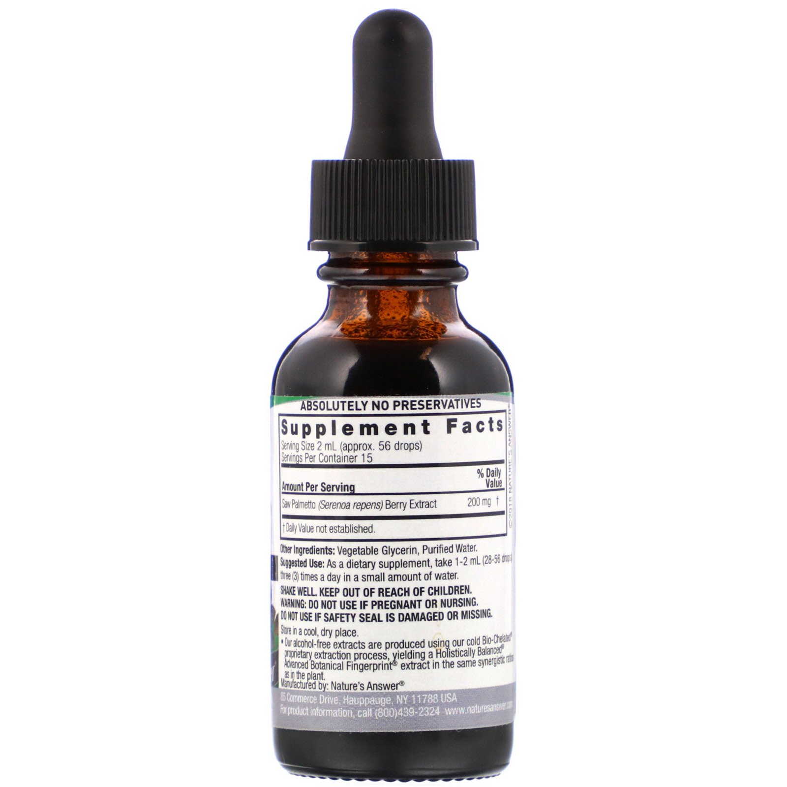 Comprar Nature's Answer, Saw Palmetto Extract, Alcohol-Free, 1,200 mg, 1 fl oz (30 ml) - Imagem 2