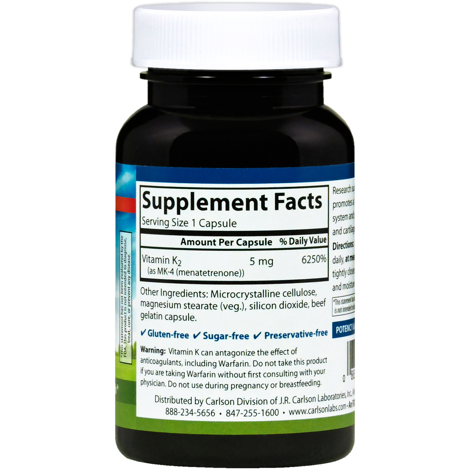 Comprar Carlson Labs, Vitamina K2, 5 mg, 60 Cápsulas - Imagem 2