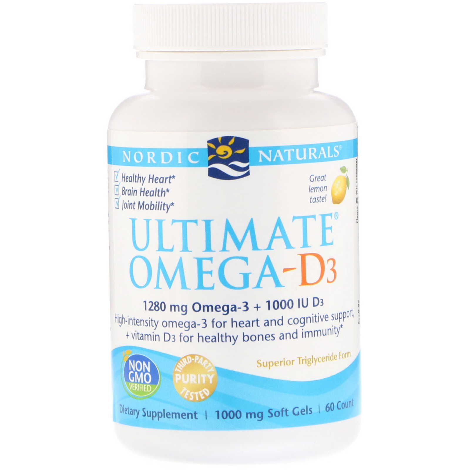 Comprar Nordic Naturals, Ultimate Omega-D3, Limão, 1000 mg, 60 Cápsulas Softgel - Imagem 3