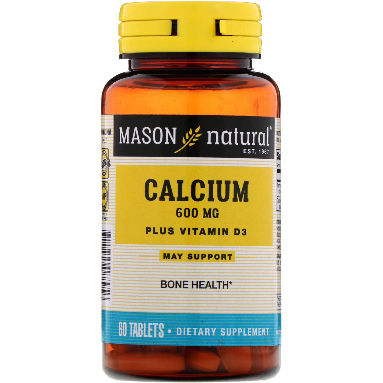 Comprar Mason Natural, Calcium Plus Vitamin D3, 600 mg, 60 Tablets